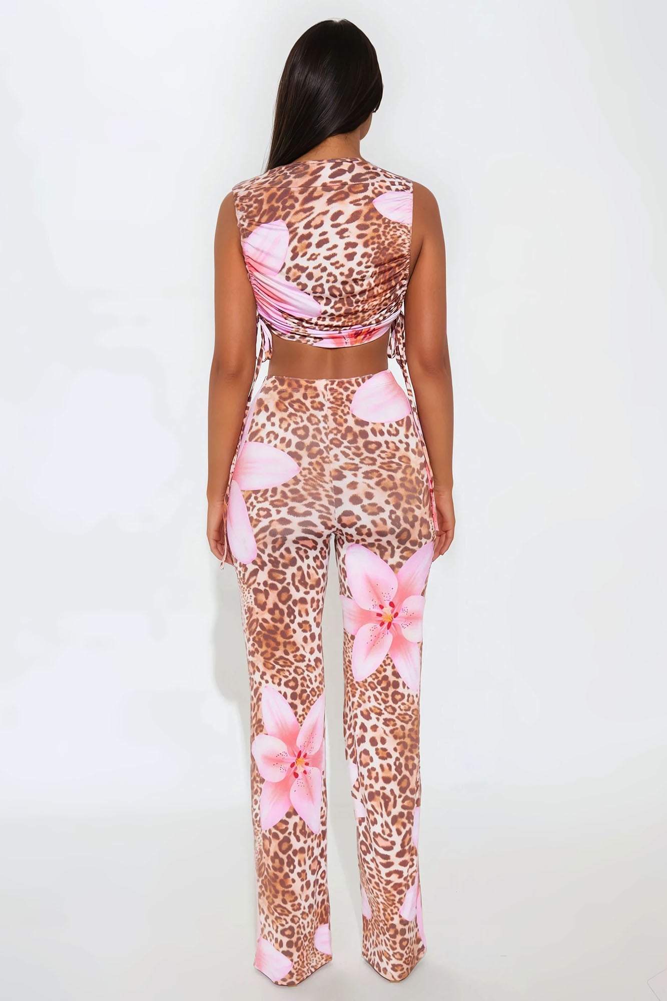 Wild Bloom Leopard Pant Set - Pink/combo - Image 3