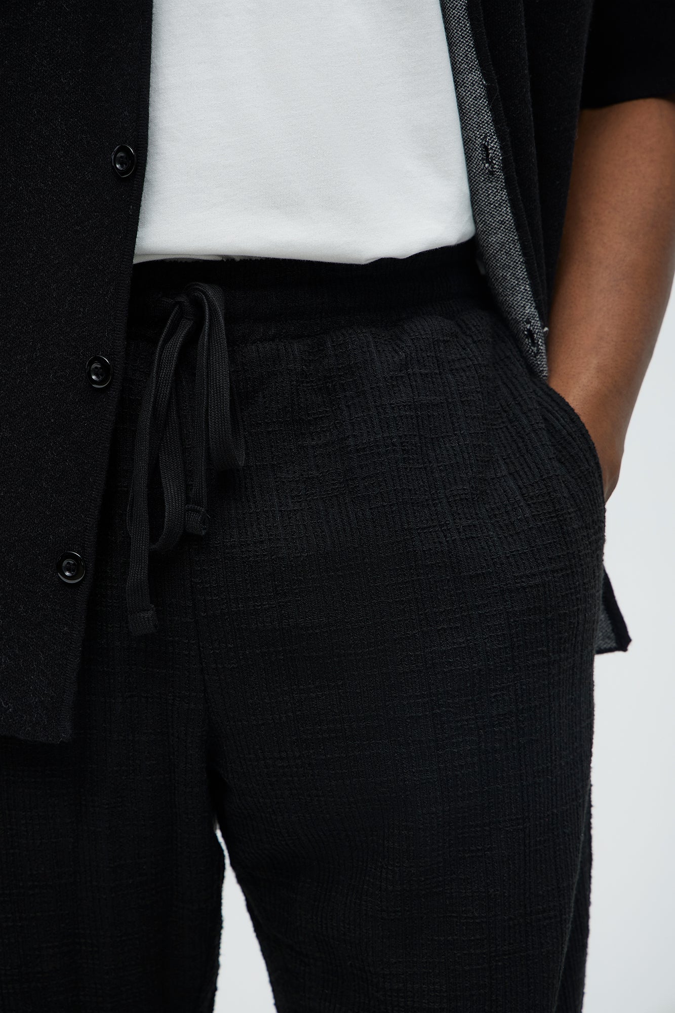 Dean Textured Slim Pants - Black - Image 3