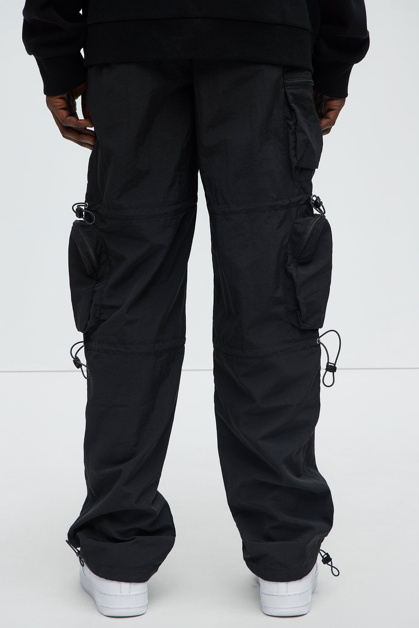 Act Like Homie Nylon Drawstring Cargo Pants - Black - Image 5