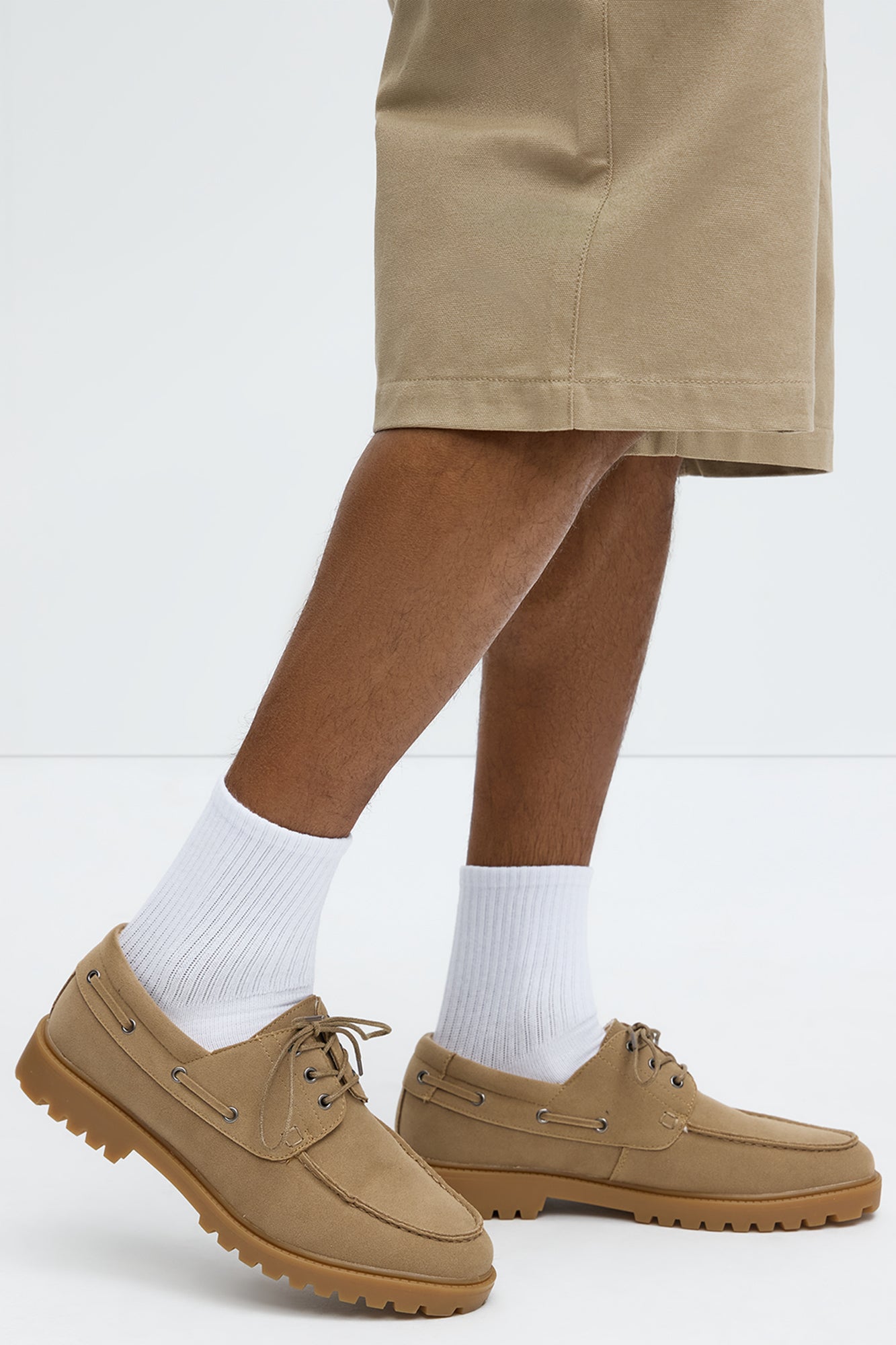 Chunky Sole Lace Up Boat Shoes - Tan - Image 3