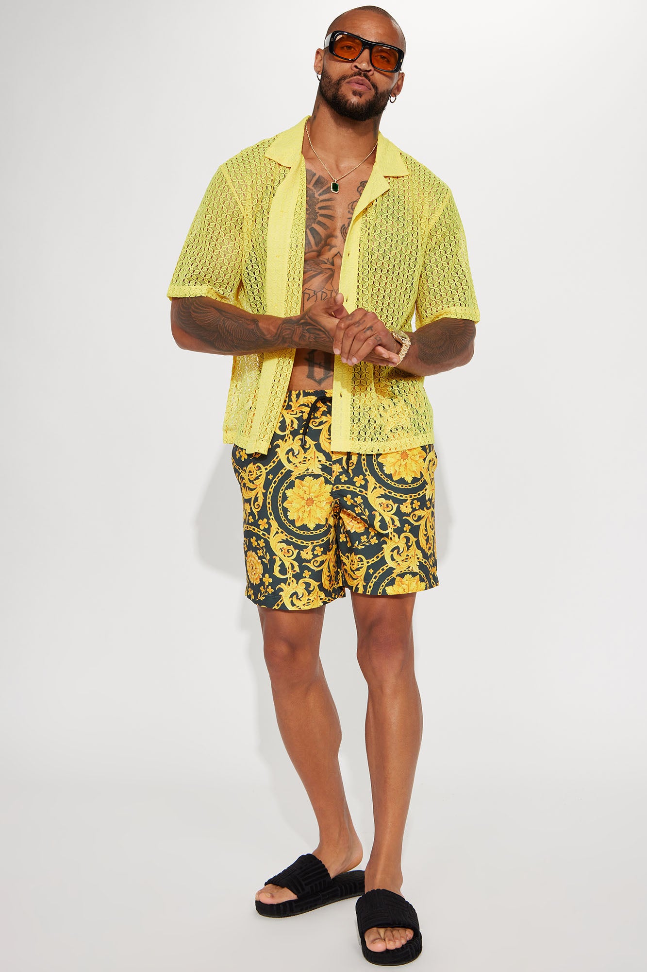 Baroque Royalty Swim Classic Trunk - Black/Gold - Image 5