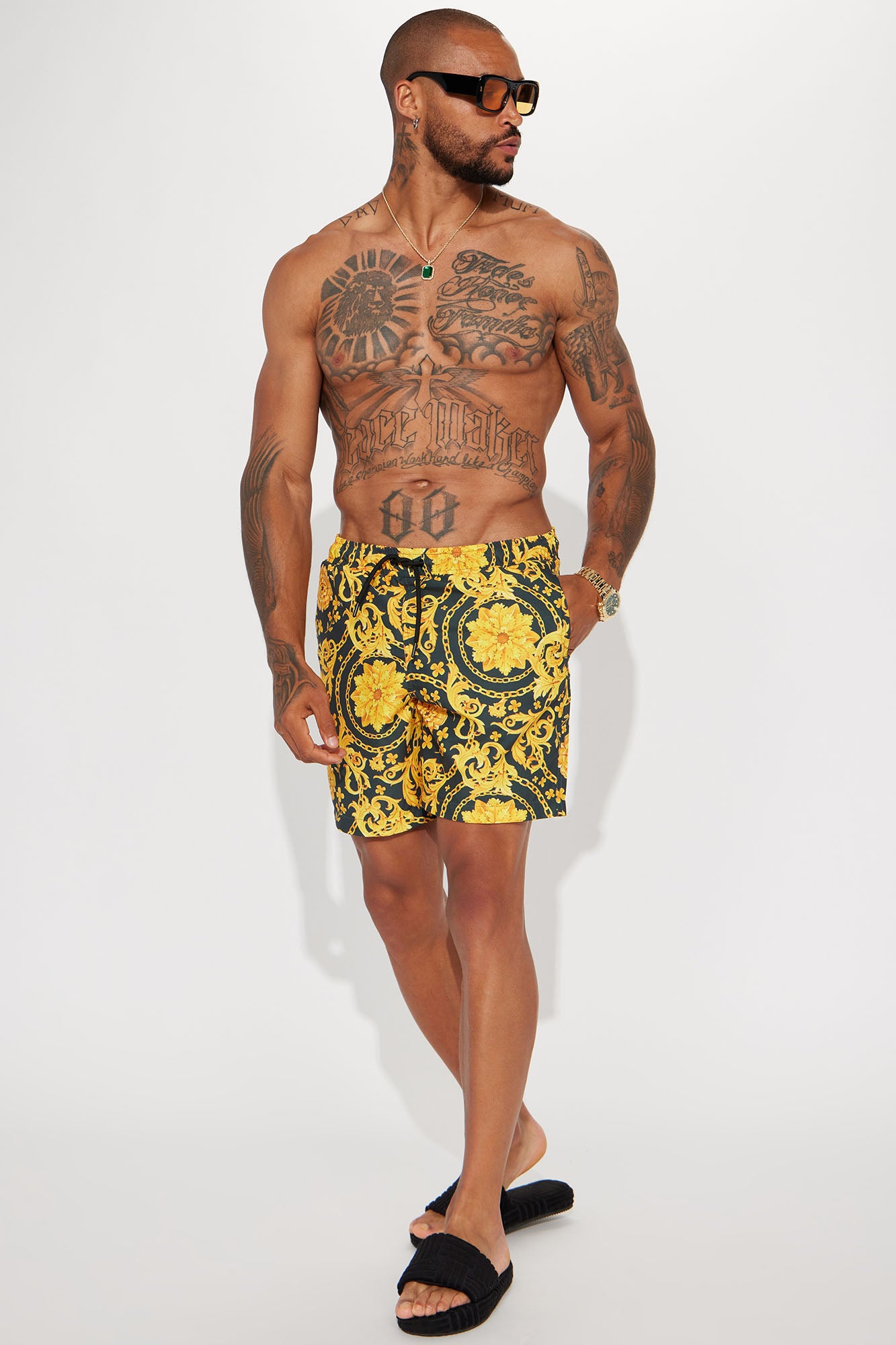 Baroque Royalty Swim Classic Trunk - Black/Gold - Image 4