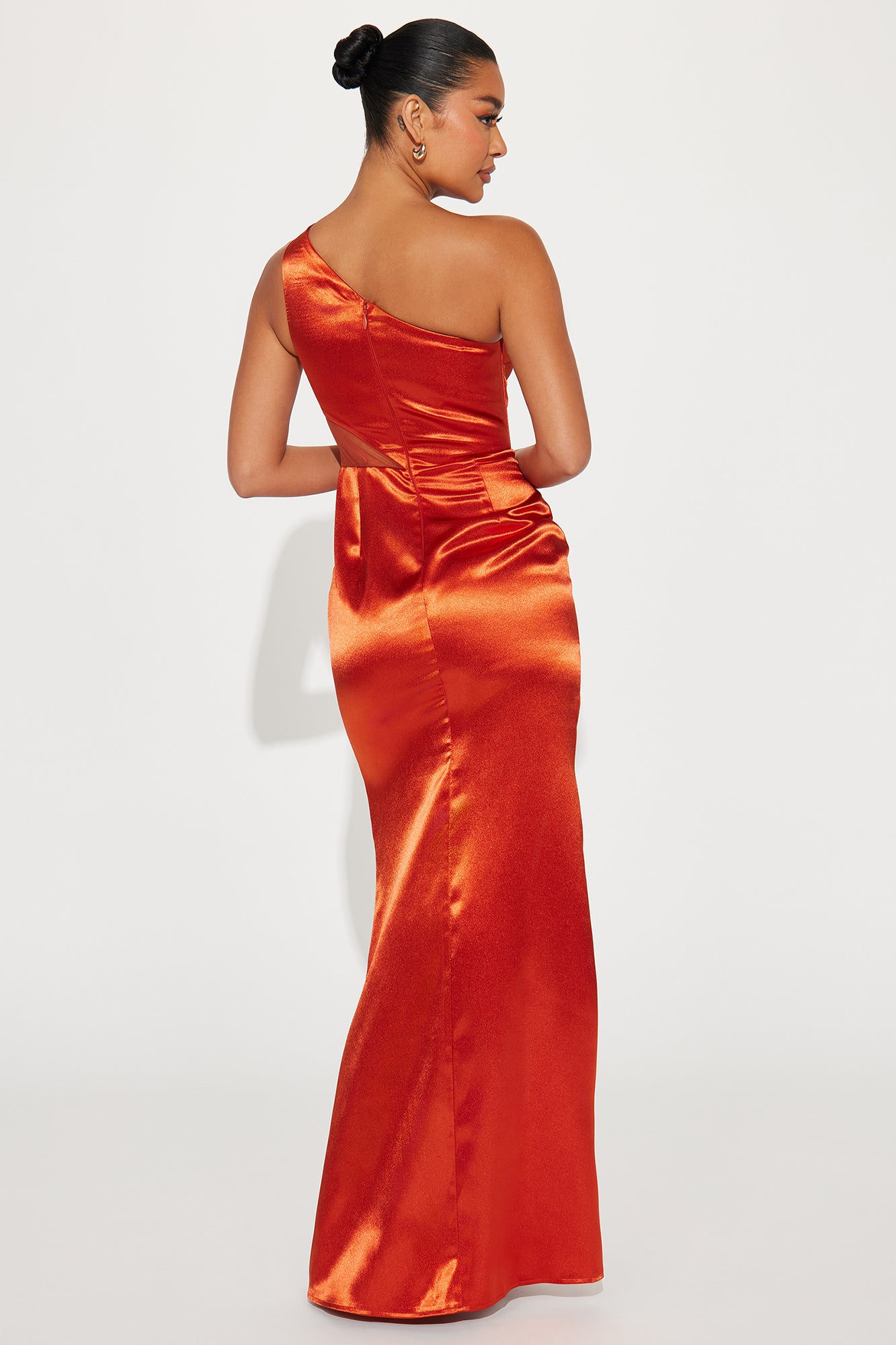 Upscale Evening Satin Gown - Cognac - Image 3