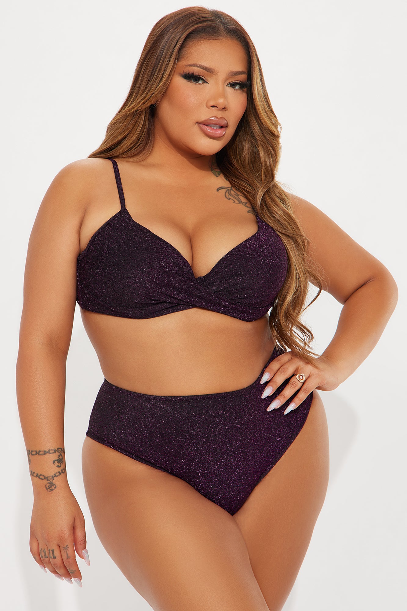 Ariella Shimmer 2 Piece Bikini - Purple - Image 4