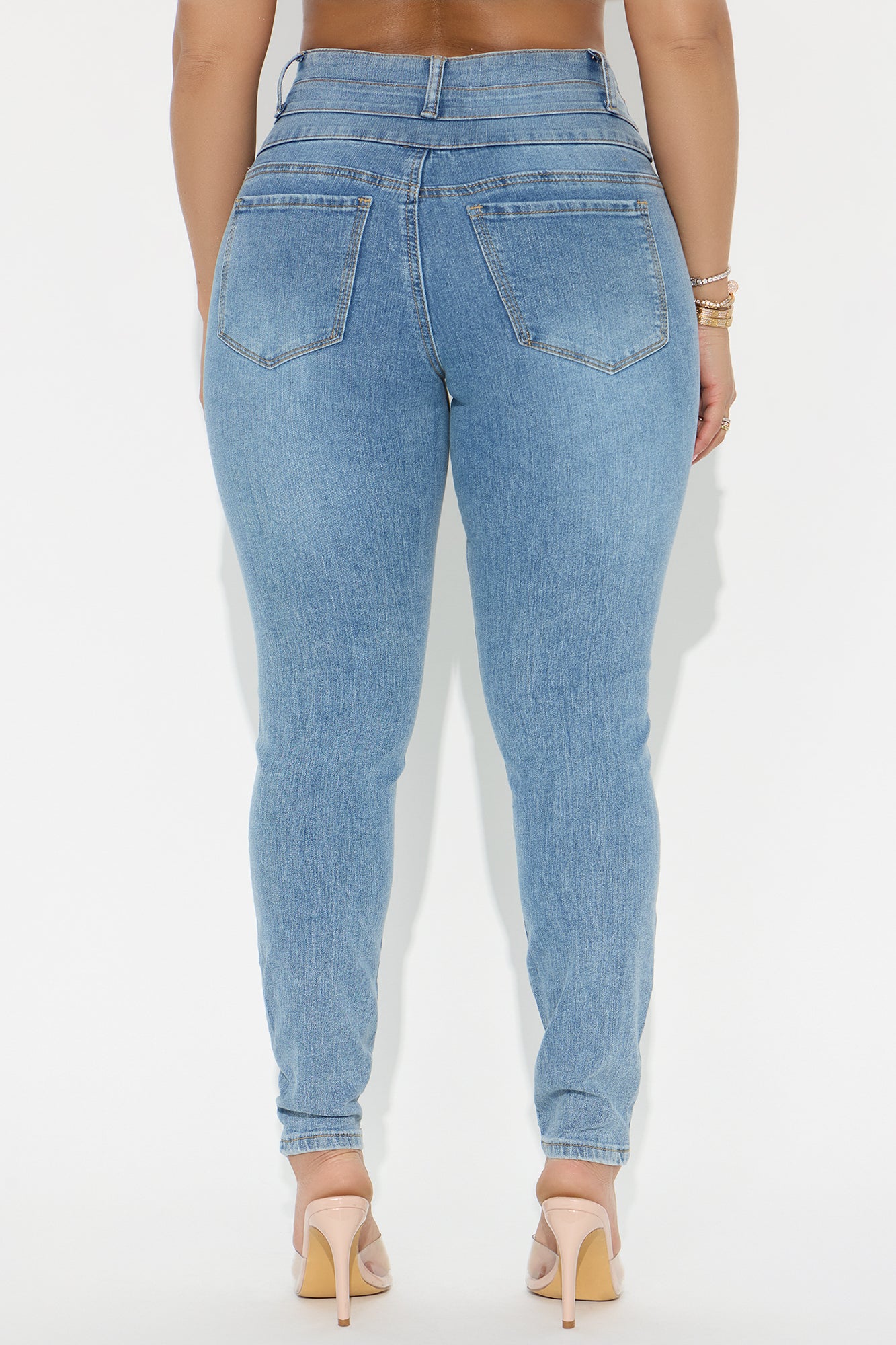 Dark Paradise Denim Corset Skinny - Medium Wash - Image 3