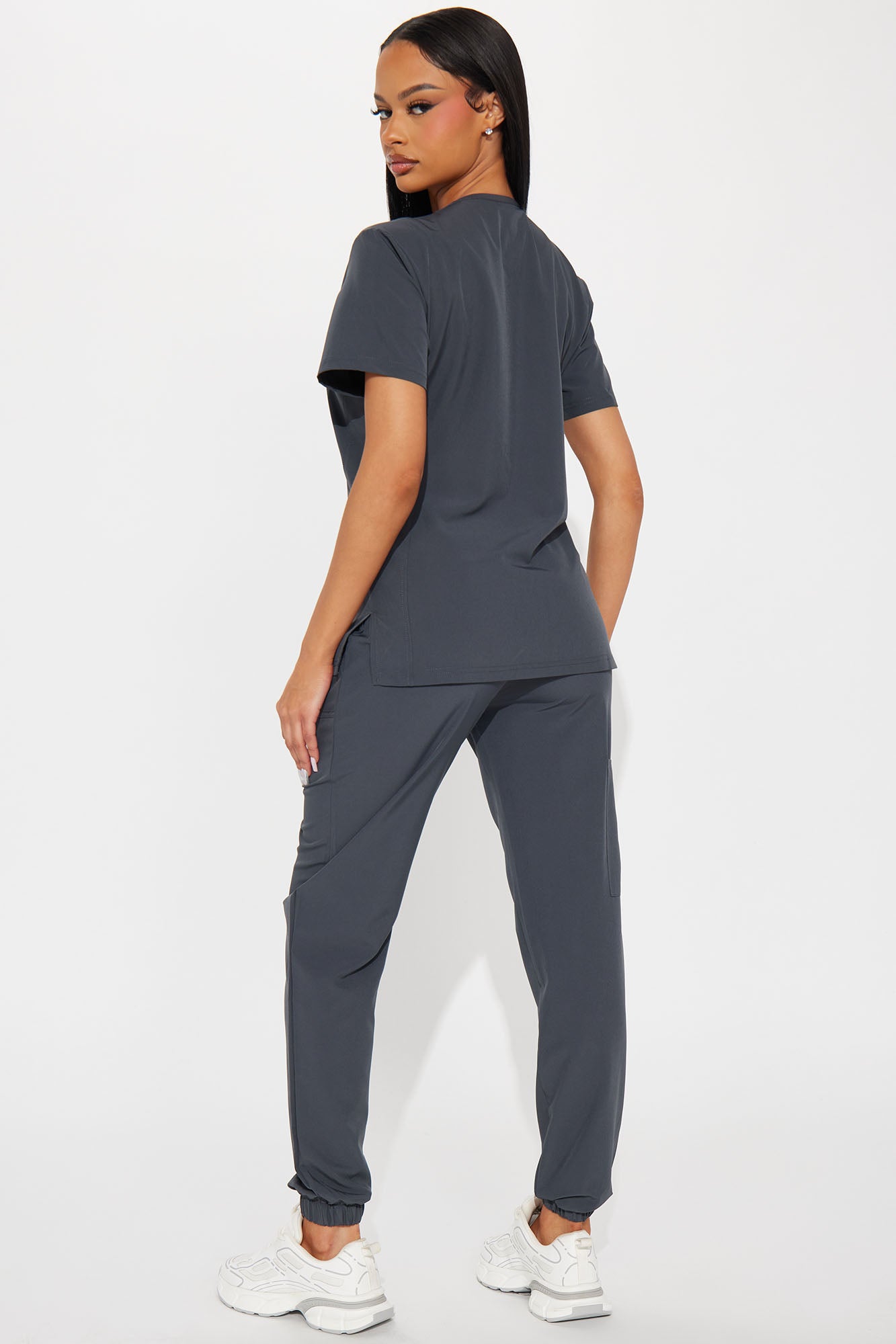 Care For You 4 Way Stretch Scrub Uniform Jogger Set - Charcoal - Image 3