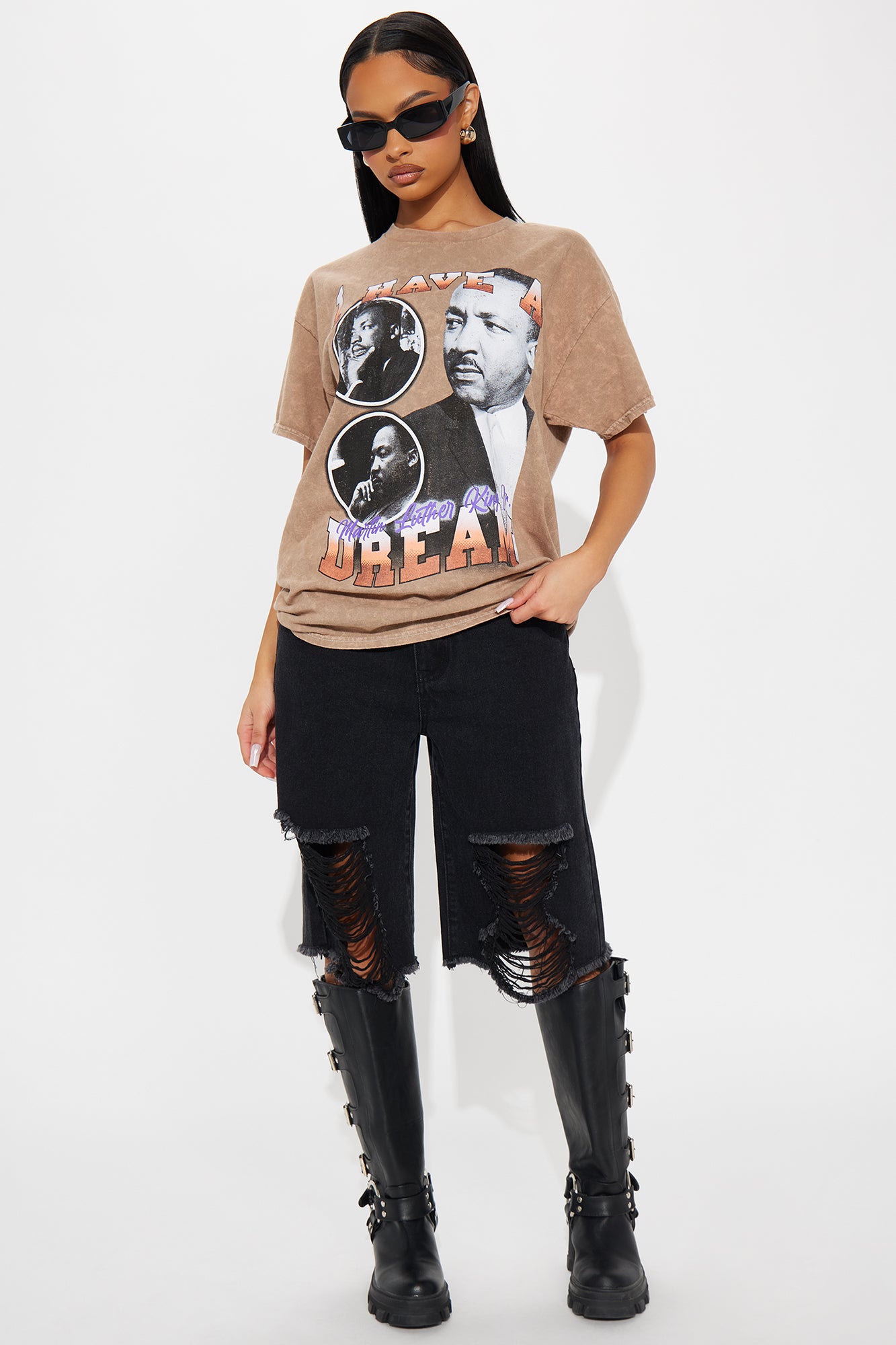 Dream MLK Washed Oversized Tee - Sand - Image 3
