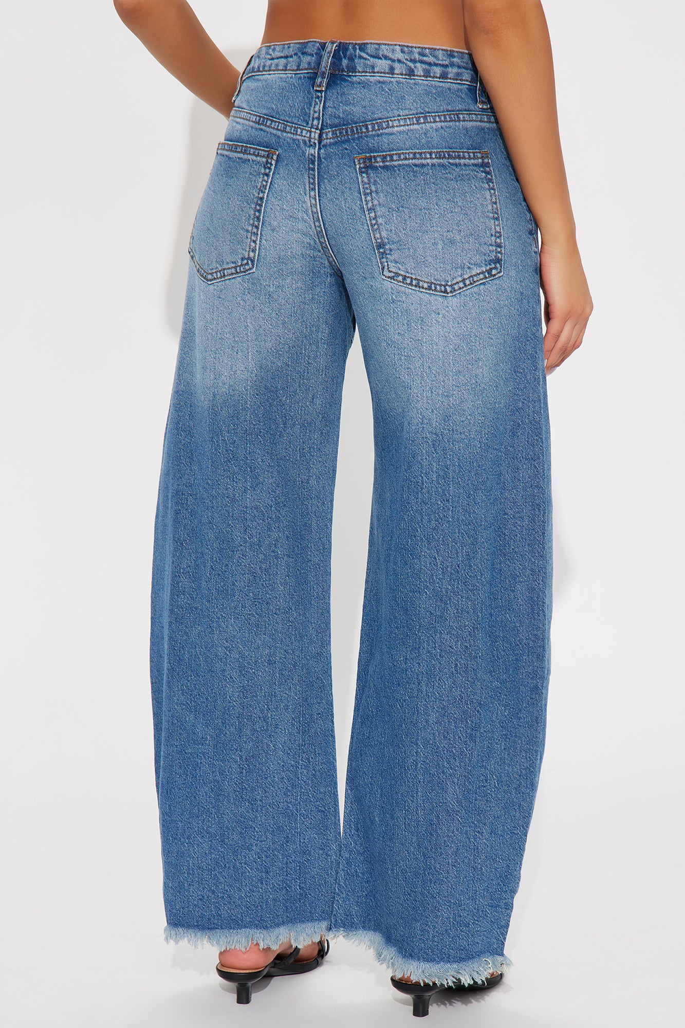Kalinda Raw Hem Barrel Leg Jeans - Dark Wash - Image 3