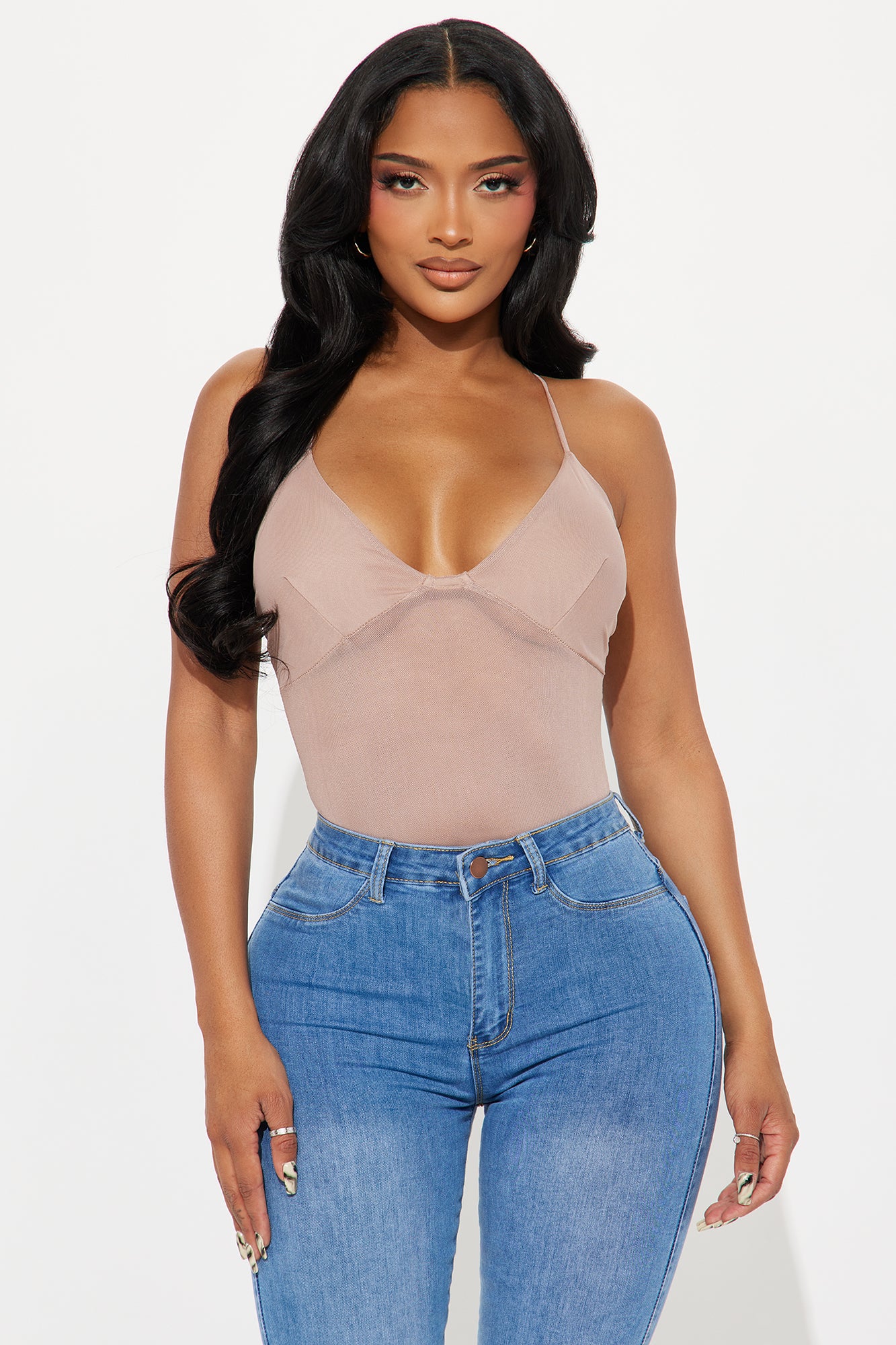 Step Out Mesh Bodysuit - Mocha - Image 3