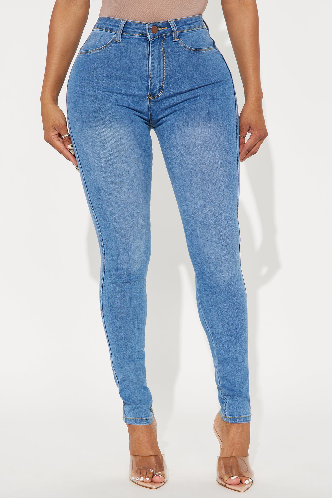 Classic Belle High Rise Booty Lifter Skinny Jeans - Medium Blue Wash - Image 3
