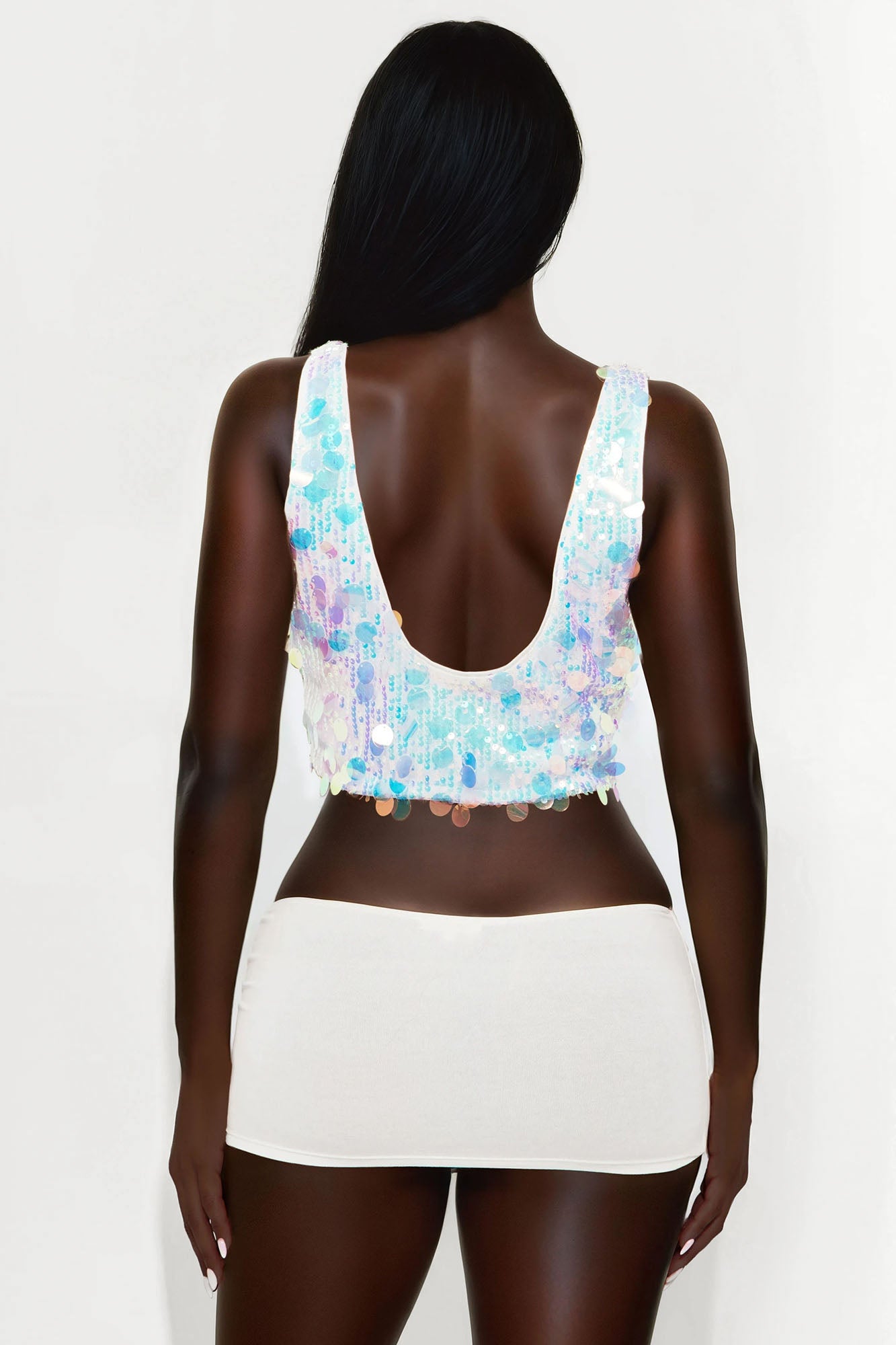 All The Sparkles Sequin Top - Aqua - Image 3
