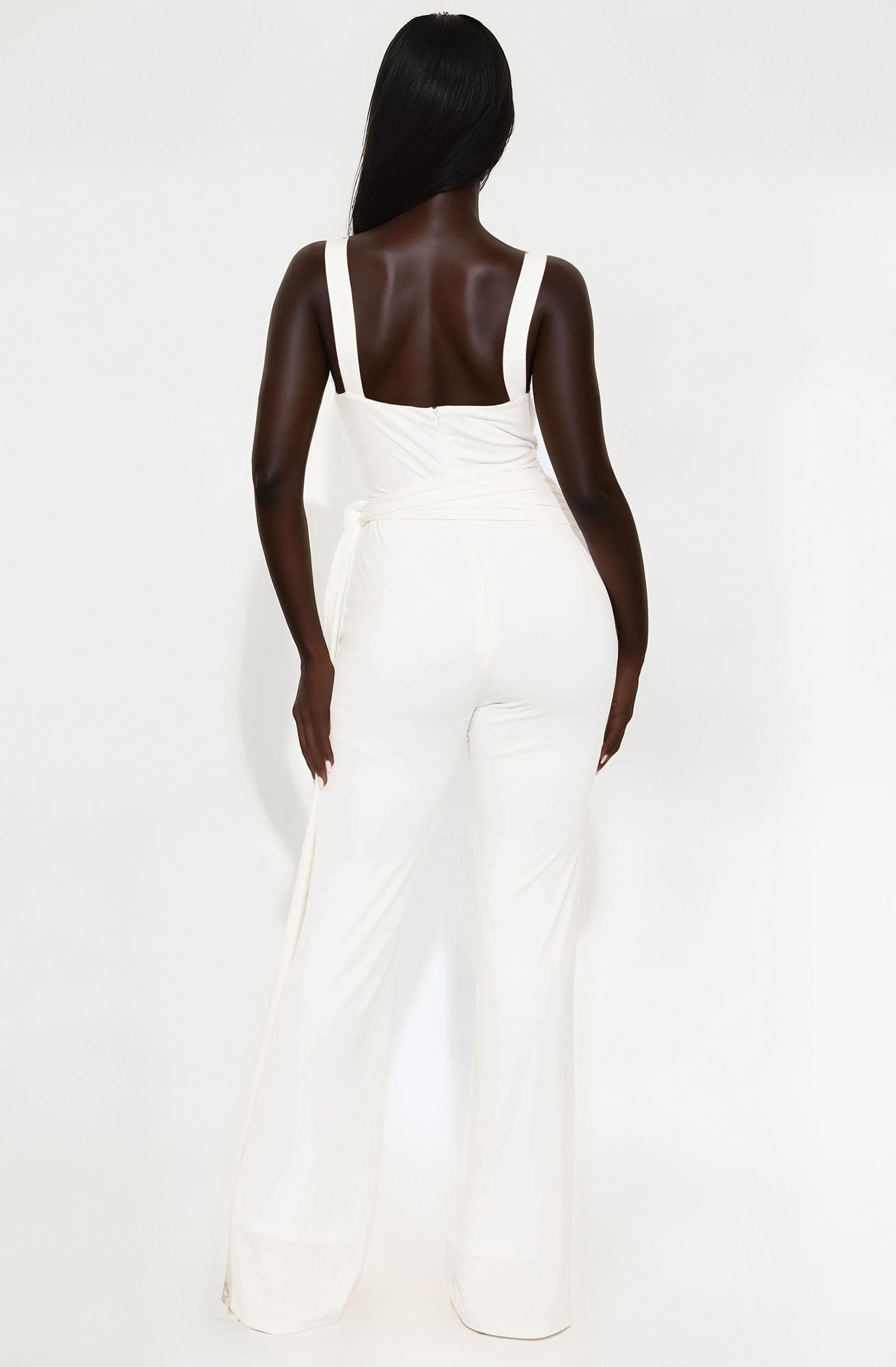 Helena Draped Jumpsuit - White - Image 3