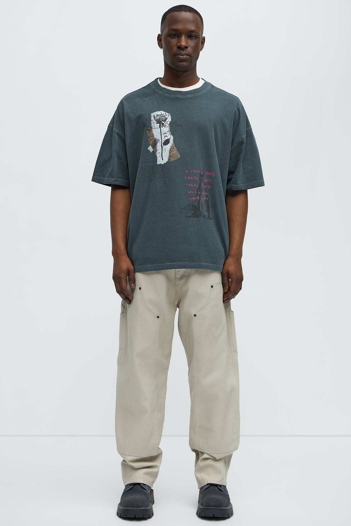Wishful Thinking Oversized Short Sleeve Tee - Grey - Image 3