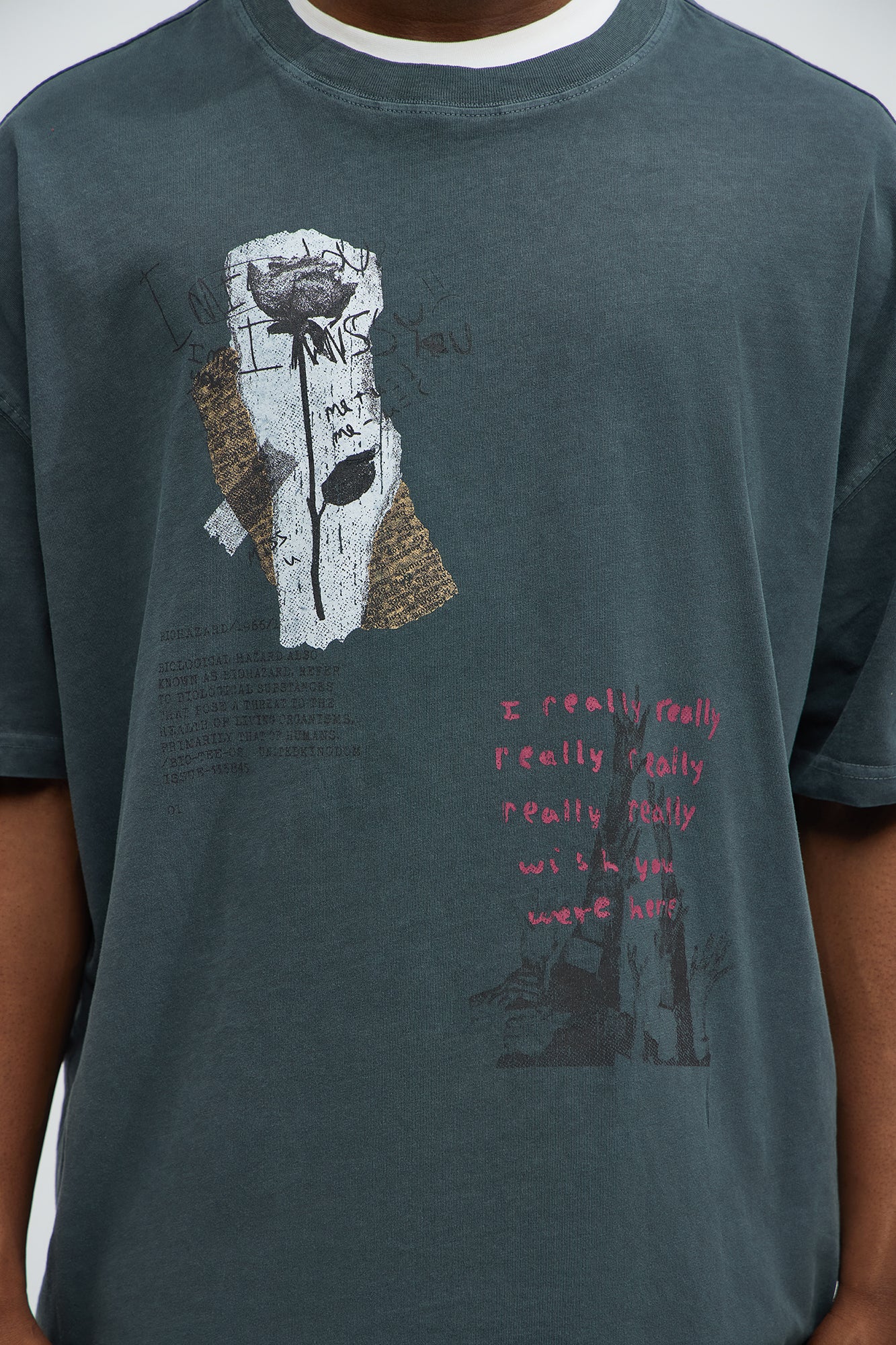 Wishful Thinking Oversized Short Sleeve Tee - Grey - Image 4
