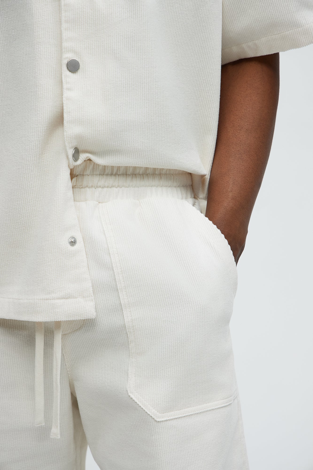 Michigan Corduroy Relaxed Shorts - Off White - Image 3