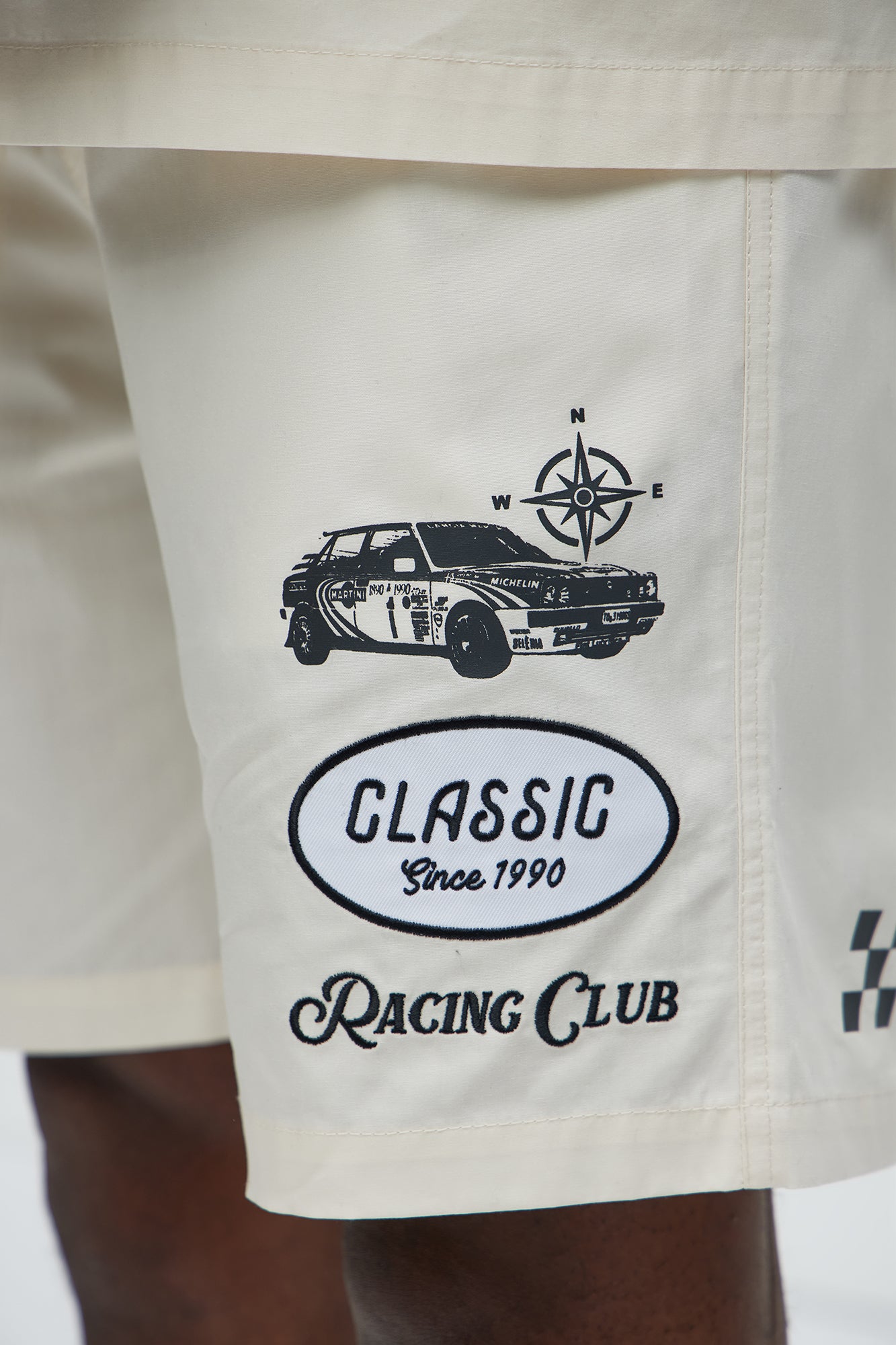 Racing Club Relaxed Drawstring Shorts - Cream - Image 4