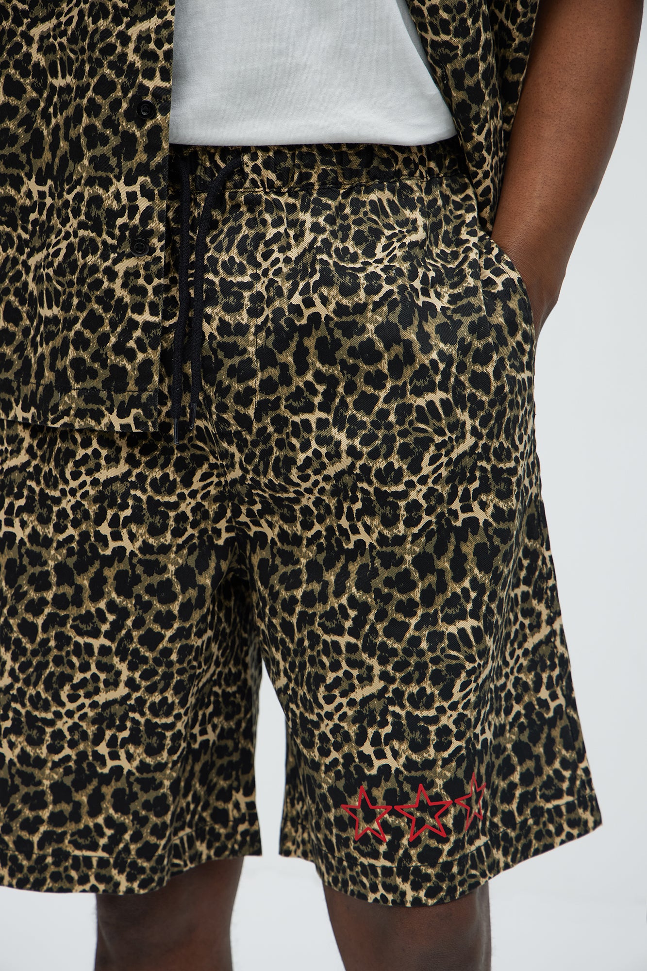 Cheetah Star Animal Print Relaxed Shorts - Brown Combo - Image 3