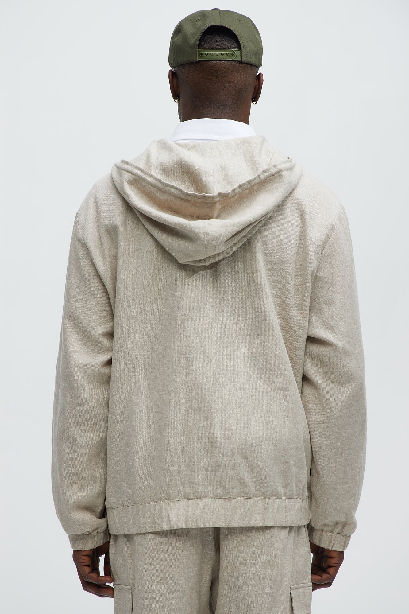 Bahamas Linen Relaxed Quarter Zip Hoodie - Stone - Image 3