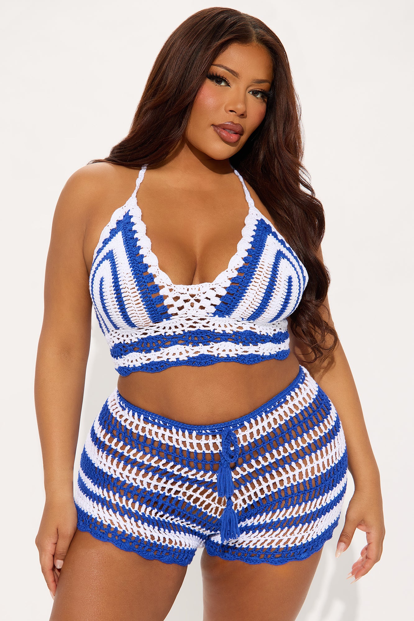 Priscilla Crochet 2 Piece Sunsuit  - Blue/combo - Image 4
