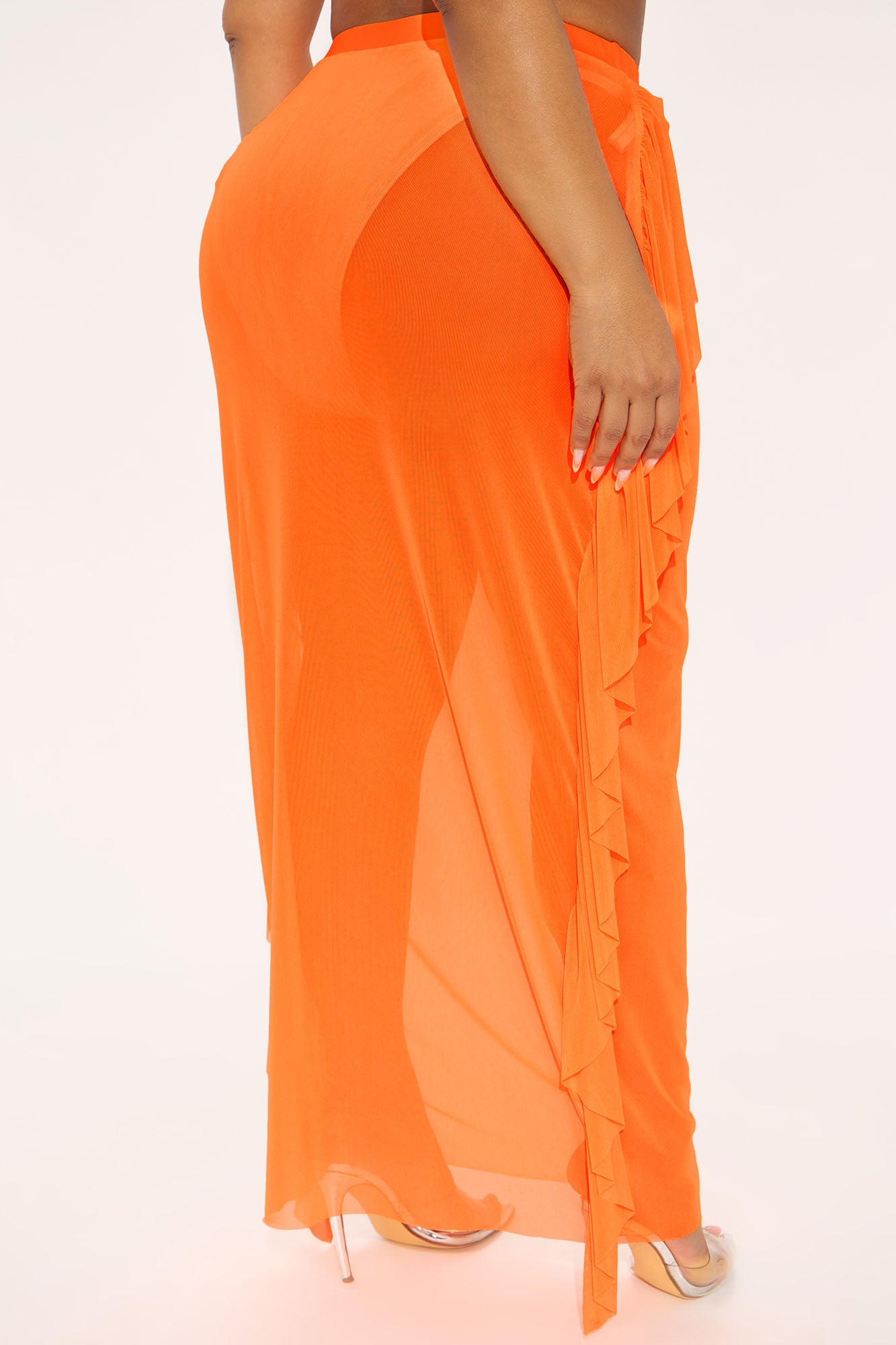 Sunshine See Through Coverup Skirt - Orange - Image 6