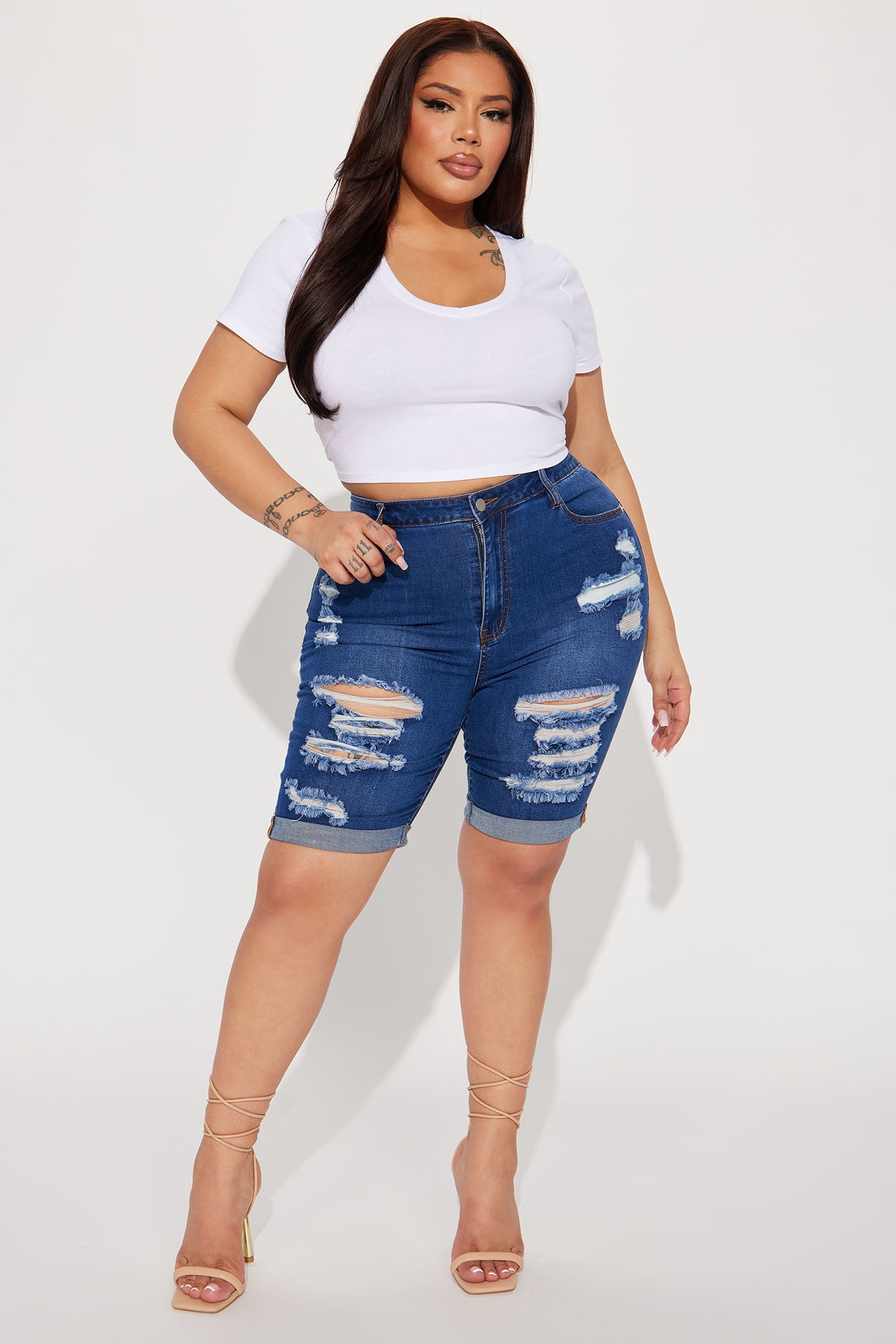 Acting Nice Stretch  Denim Bermuda Shorts - Dark Wash - Image 5
