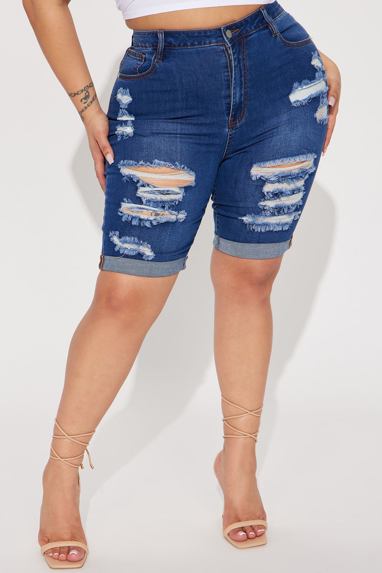 Acting Nice Stretch  Denim Bermuda Shorts - Dark Wash - Image 4
