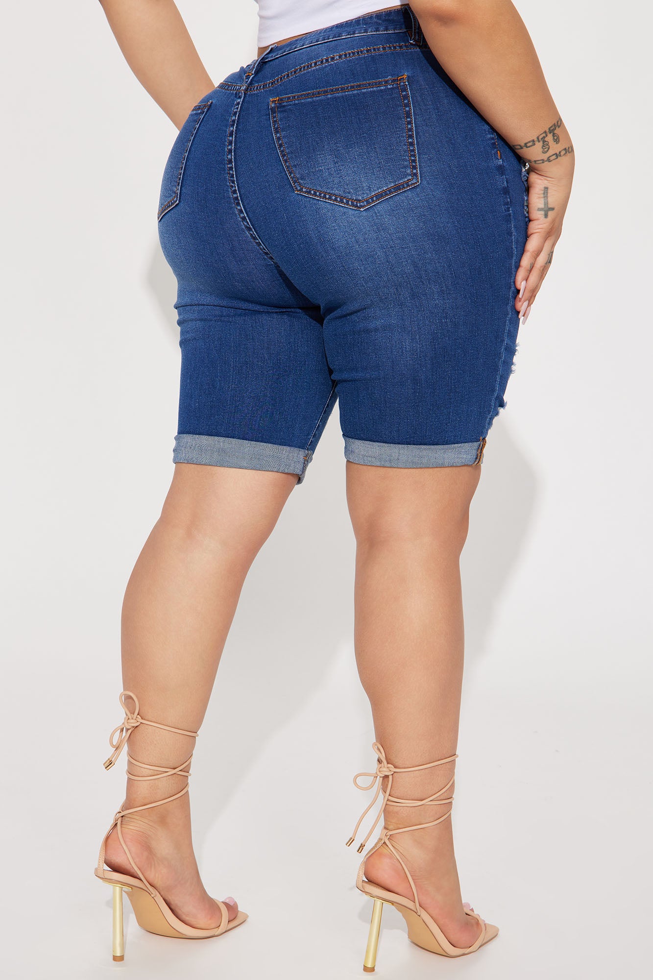 Acting Nice Stretch  Denim Bermuda Shorts - Dark Wash - Image 6