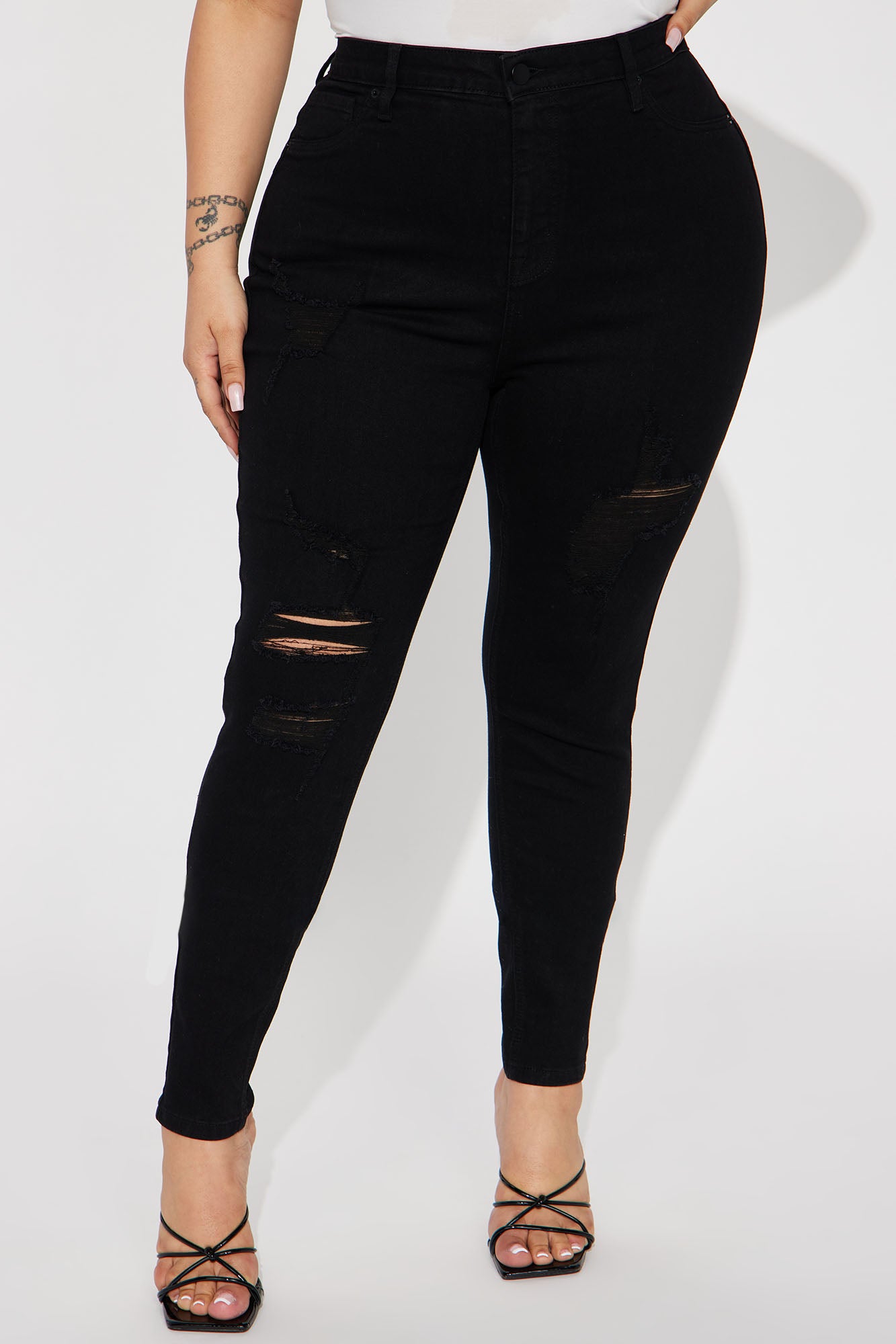 Miami Booty Lifting Ripped High Rise Stretch Skinny Jeans - Black - Image 6