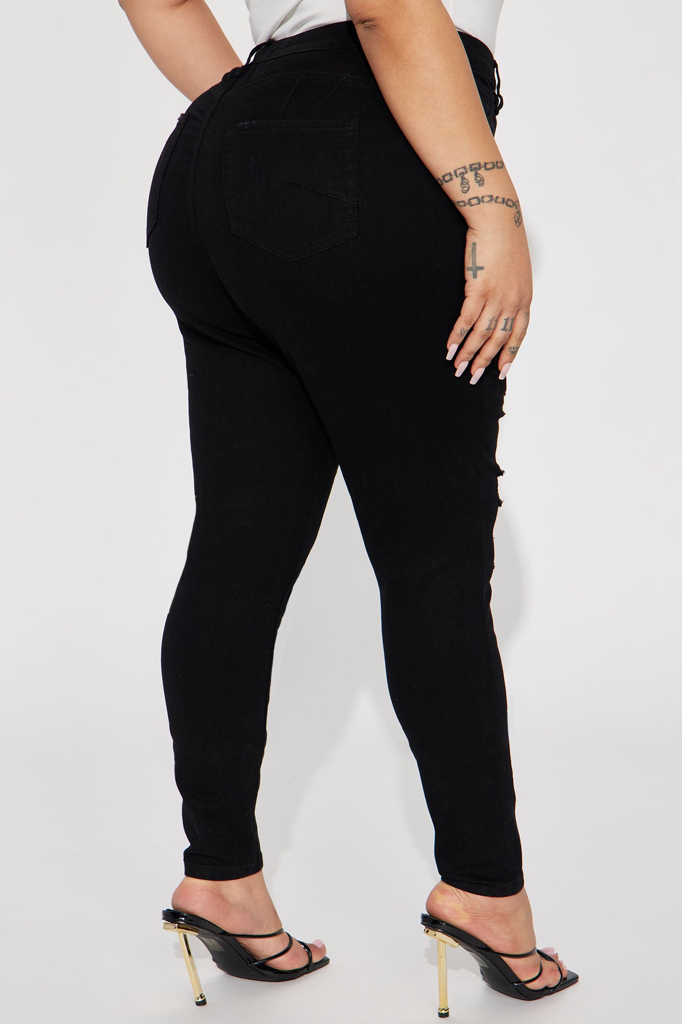 Miami Booty Lifting Ripped High Rise Stretch Skinny Jeans - Black - Image 7