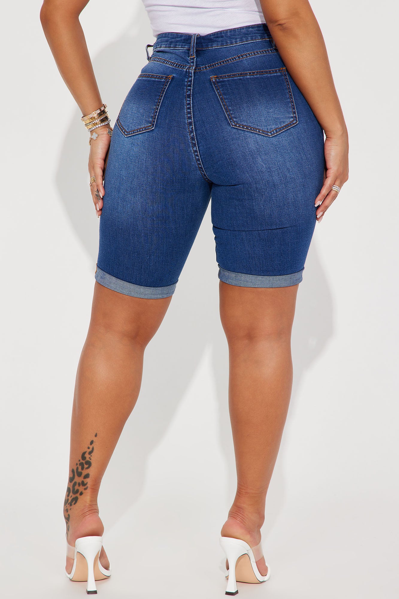 Acting Nice Stretch  Denim Bermuda Shorts - Dark Wash - Image 3