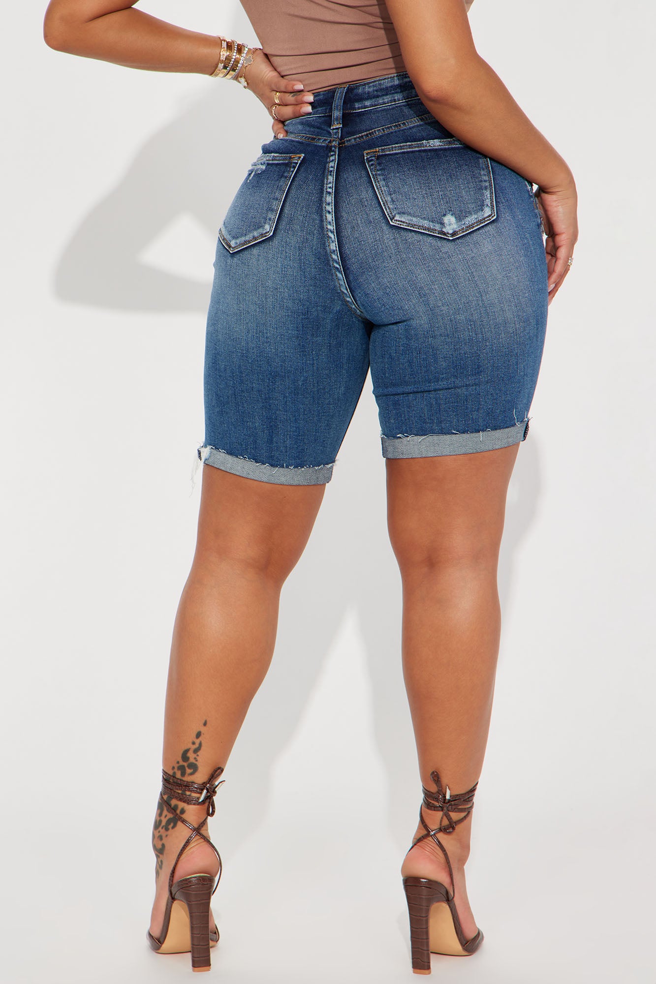 Almost There Stretch Denim Bermuda Shorts - Dark Wash - Image 3