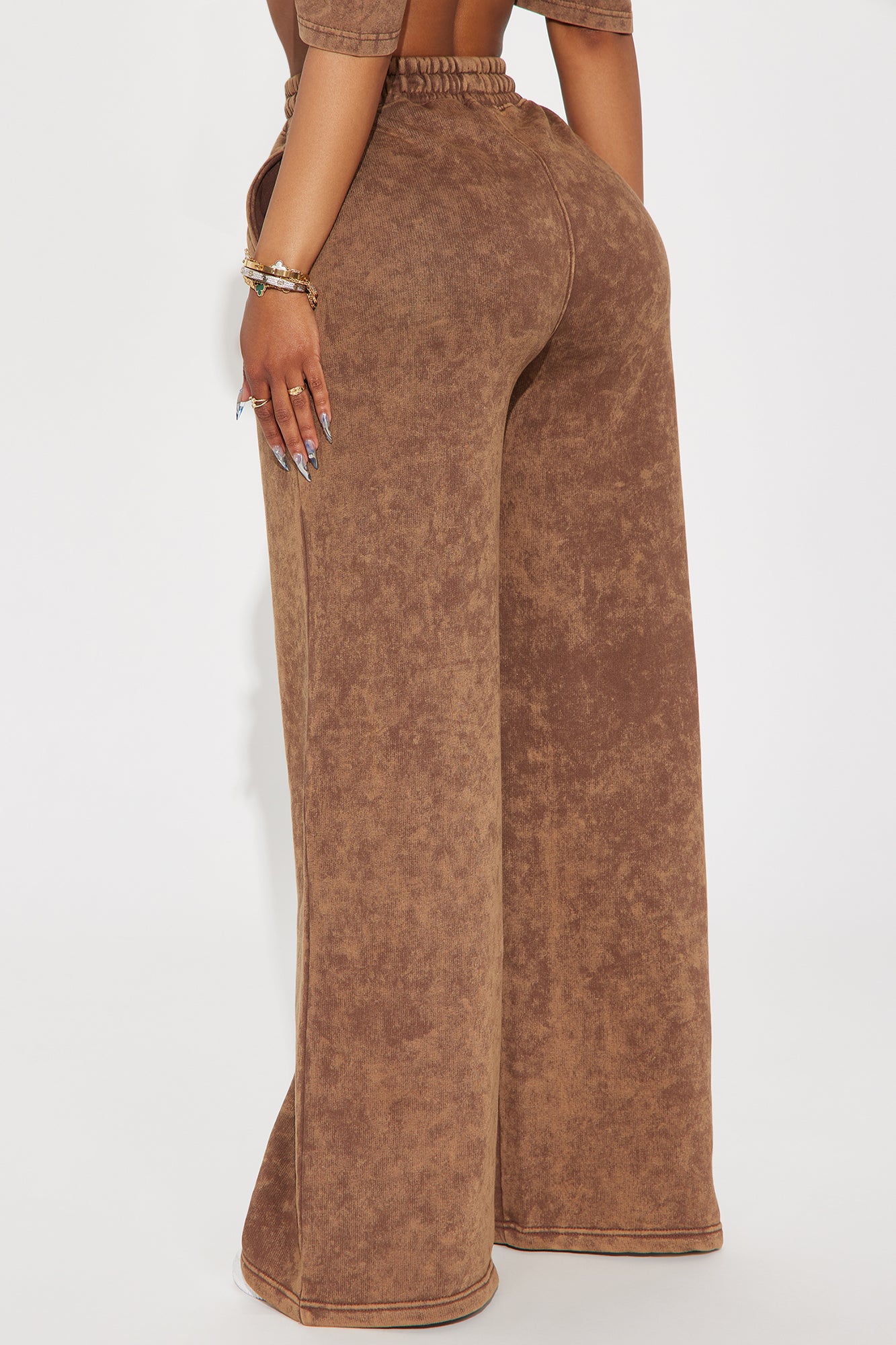 The Brooklyn Way Washed Wide Leg Pant - Brown Combo - Image 3