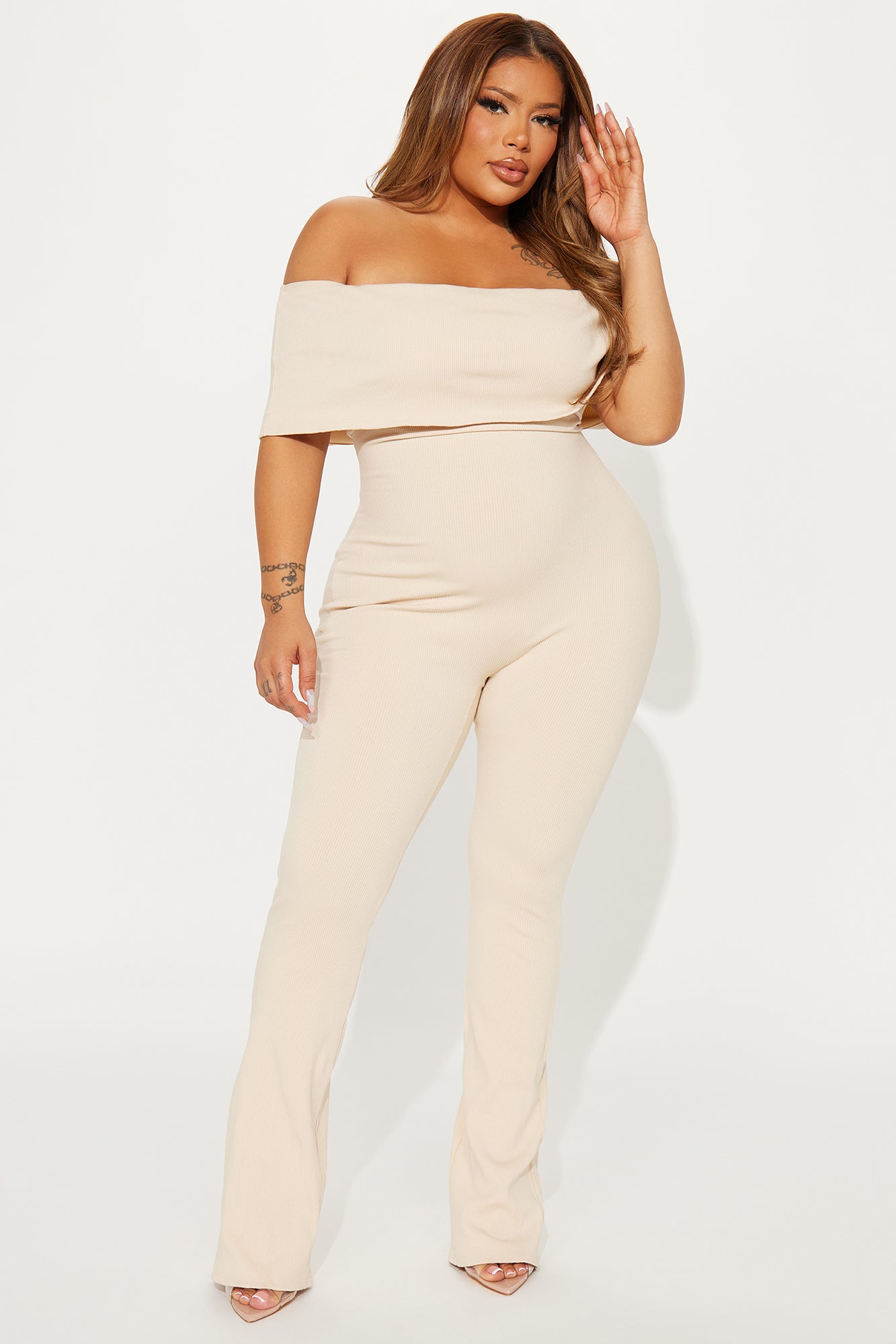 Janelle Snatched Jumpsuit - Cream - Image 4