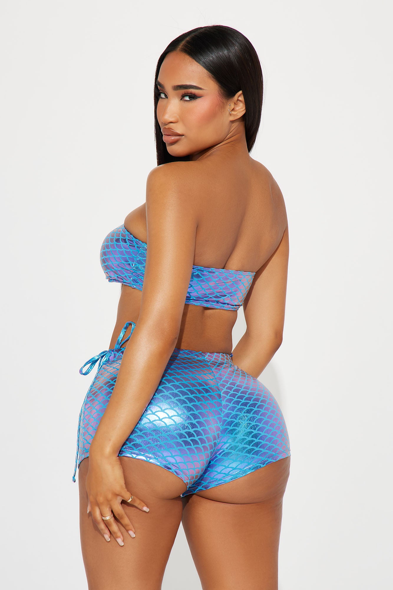 Trisha Bandeau 3 Piece Boyshort Bikini - Blue - Image 4