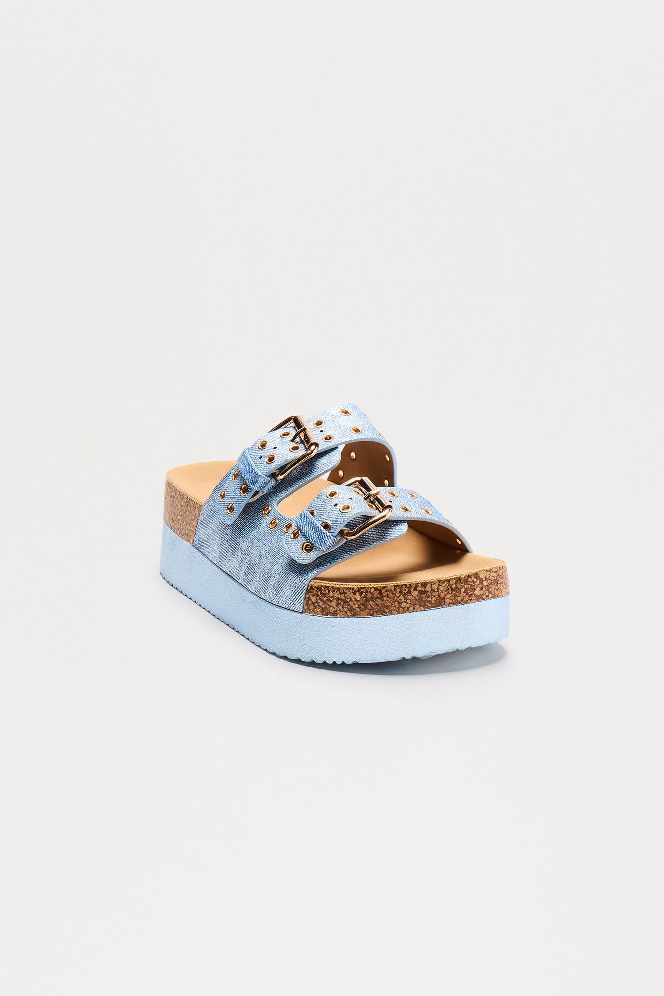 Gian Buckle Platform Slides - Blue - Image 3