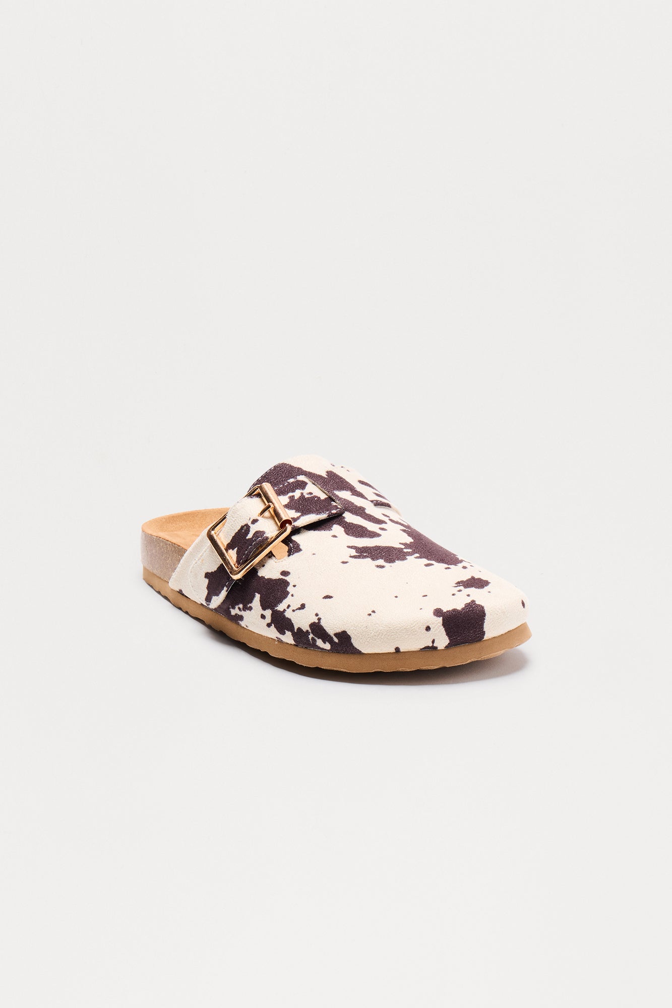 Tevy Buckle Faux Suede Slides - Brown/combo - Image 3