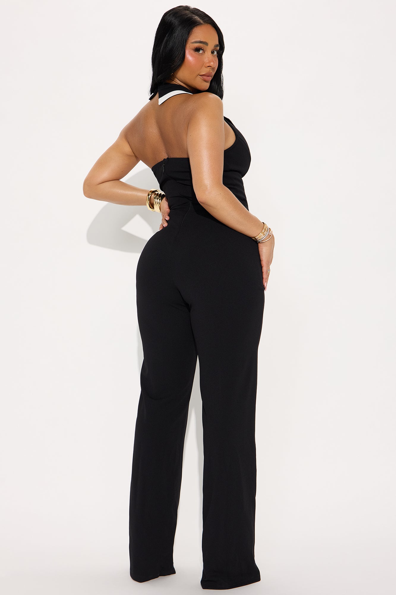 Imari Halter Jumpsuit - Black/White - Image 3