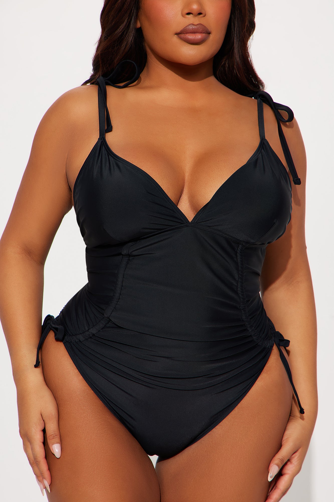 Kayla Ruched 1 Piece Swimsuit - Black - Image 5