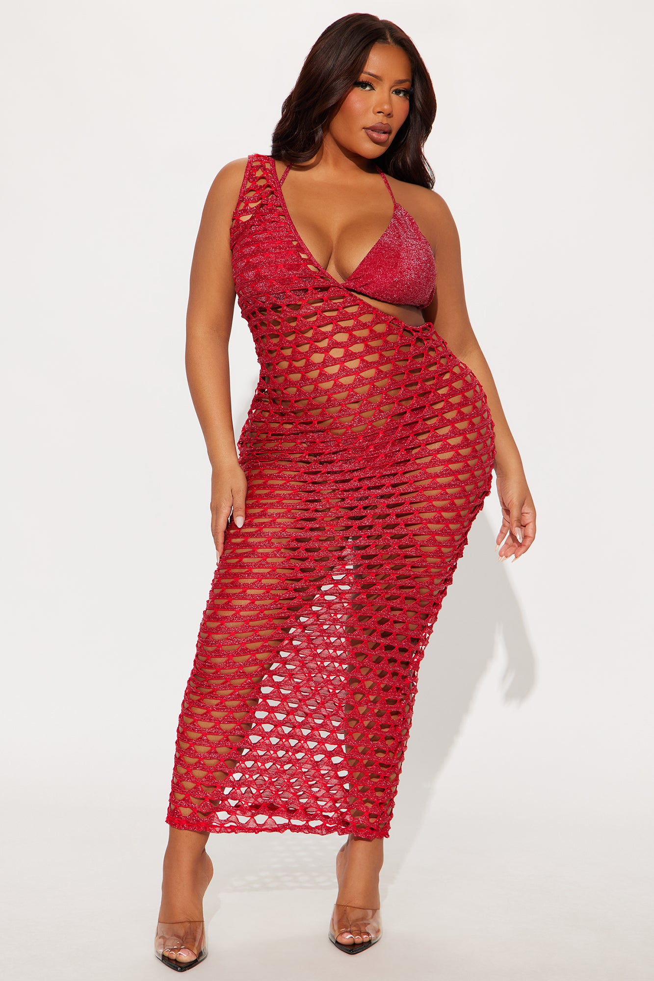Summer Glow Shimmer 3 Piece Bikini Set - Red - Image 9