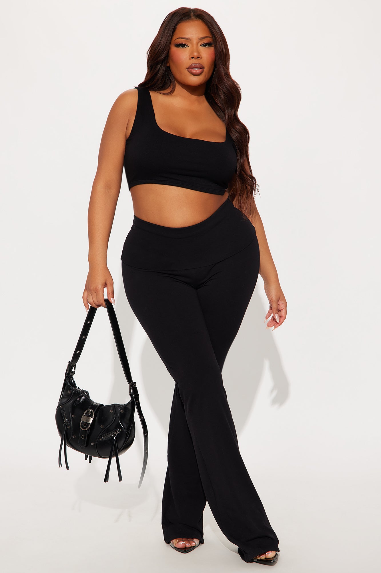 Tall Adriana Foldover Flare Pant - Black - Image 4