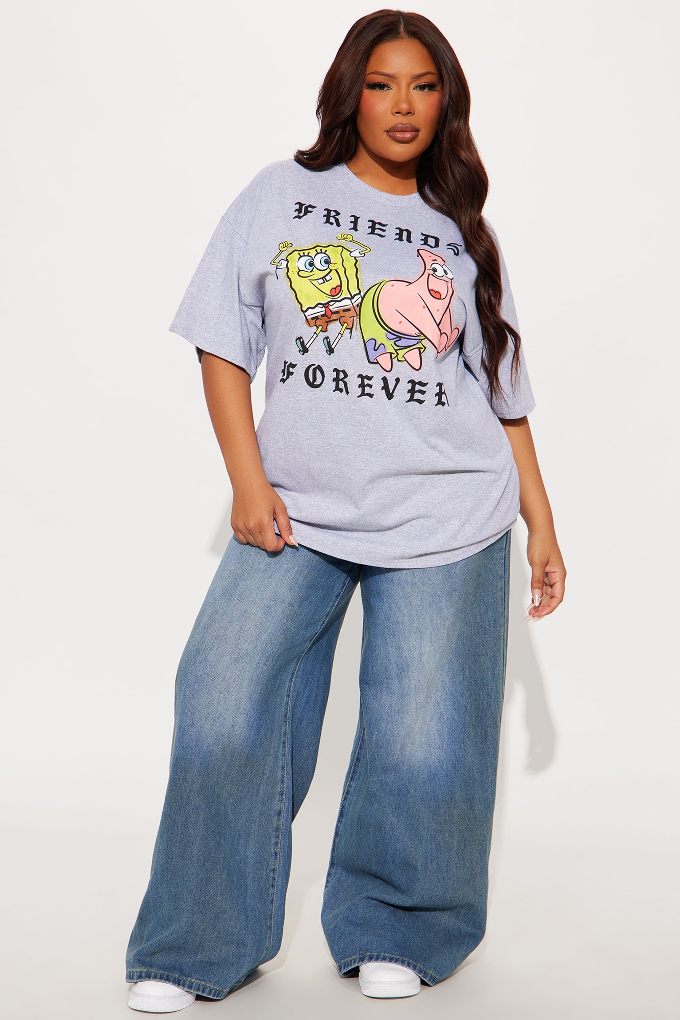 Spongebob & Patrick Forever Oversized Tee - Heather Grey - Image 5