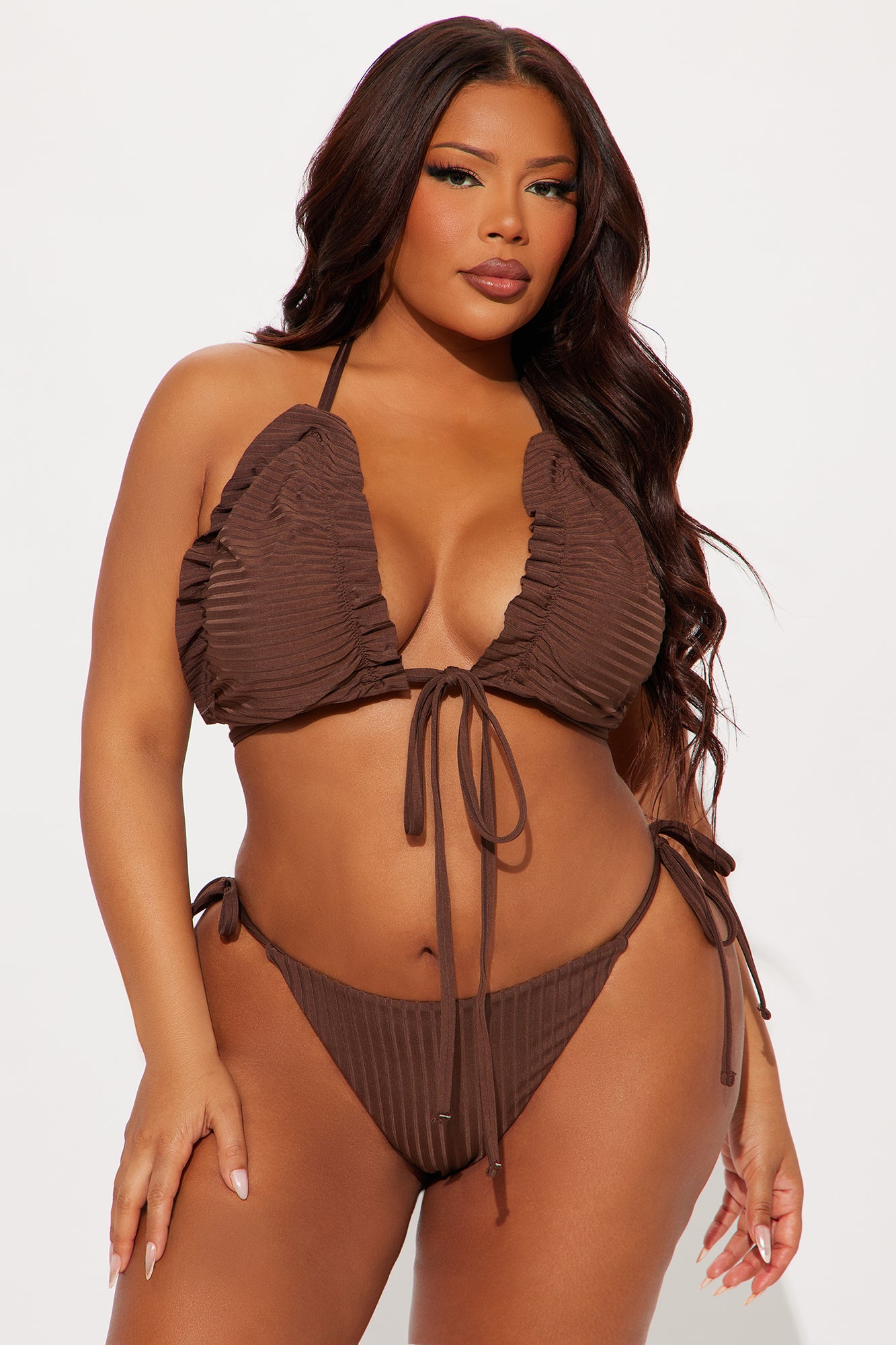 Ariel Ruched 2 Piece Bikini - Chocolate - Image 4