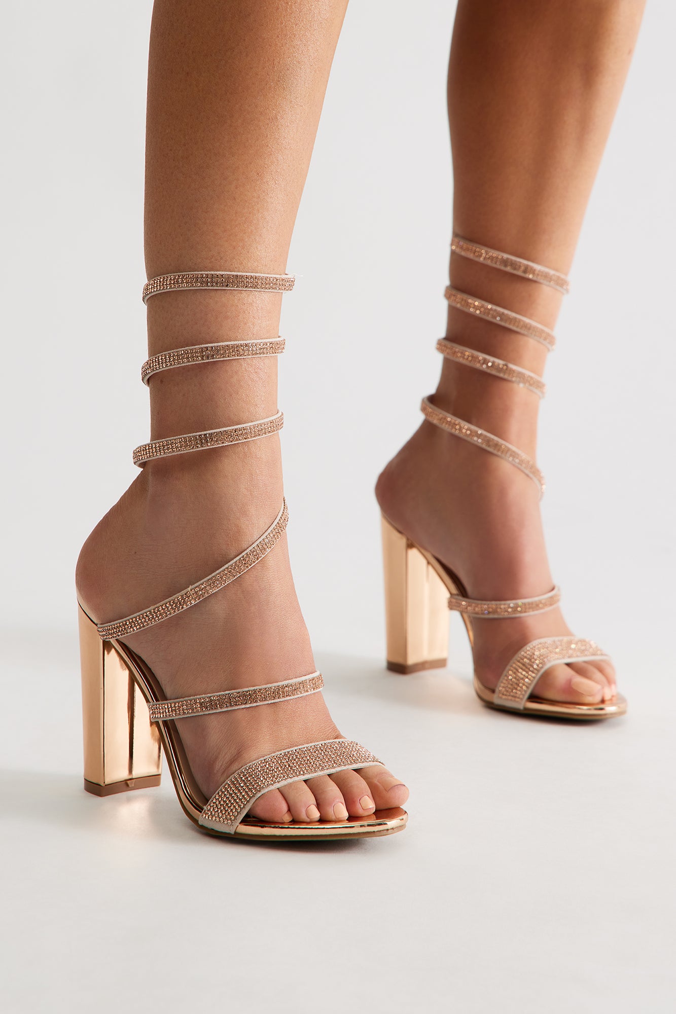Search Is Over Wrap Up Heels - Rose Gold - Image 4