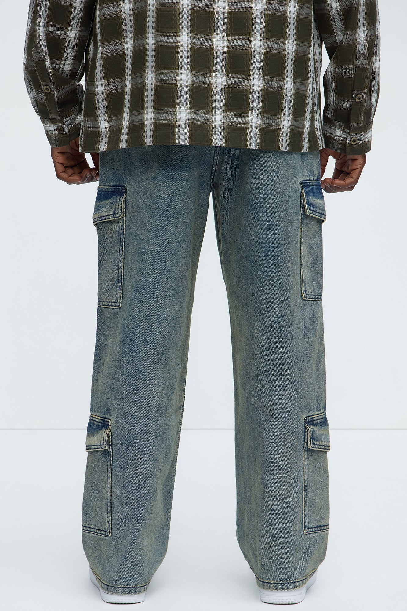 Hit Me Up Baggy Cargo Jeans - Vintage Blue Wash - Image 4