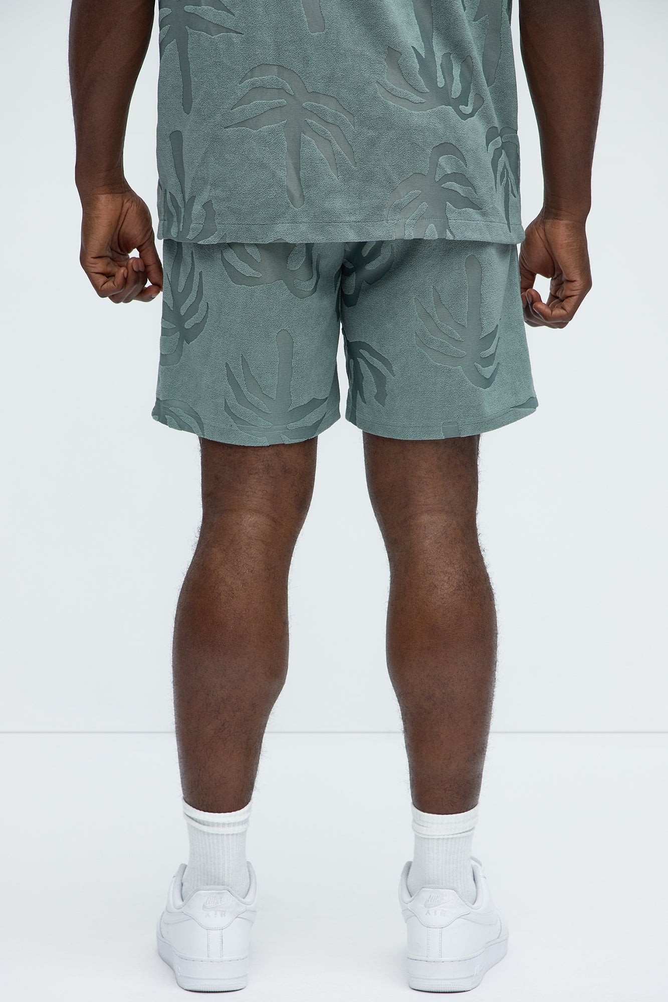 Tropical Trees Relaxed Shorts - Sage - Image 4