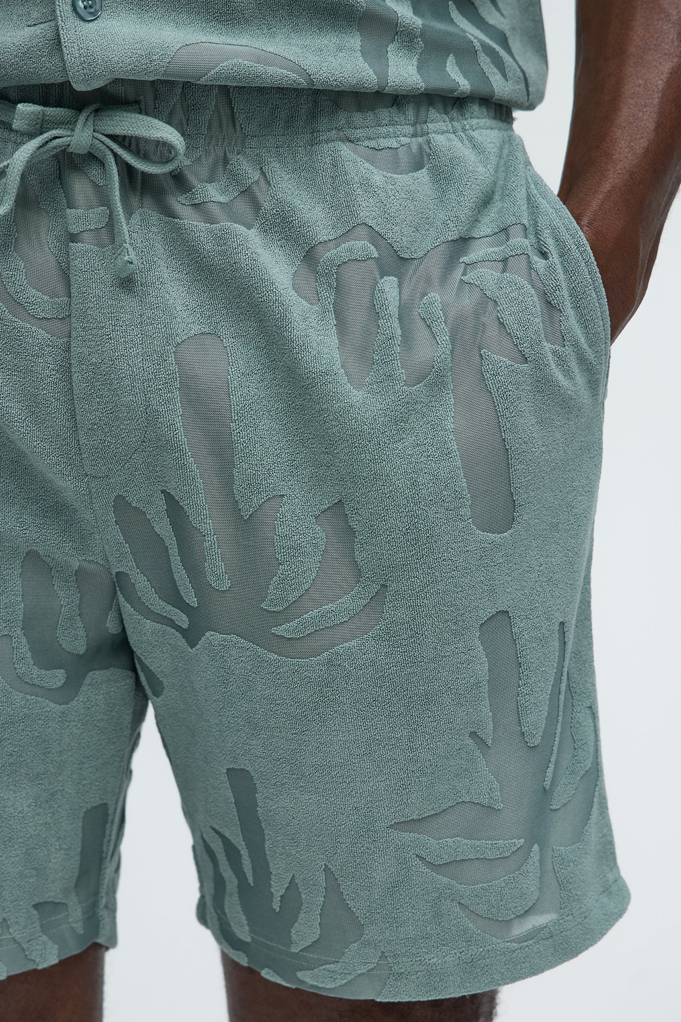 Tropical Trees Relaxed Shorts - Sage - Image 3