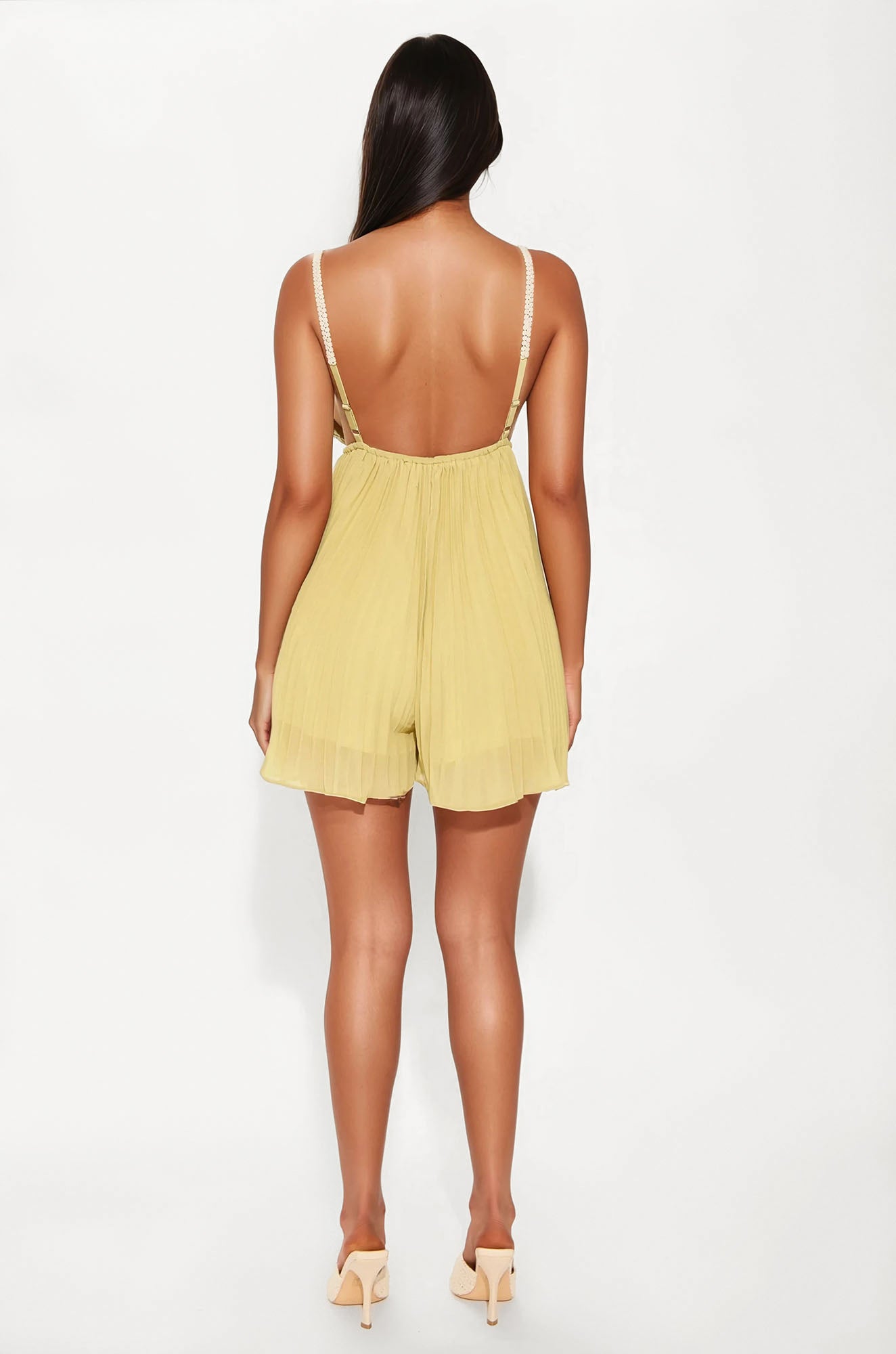 Vanya Chiffon Vacation Romper - Chartreuse - Image 3