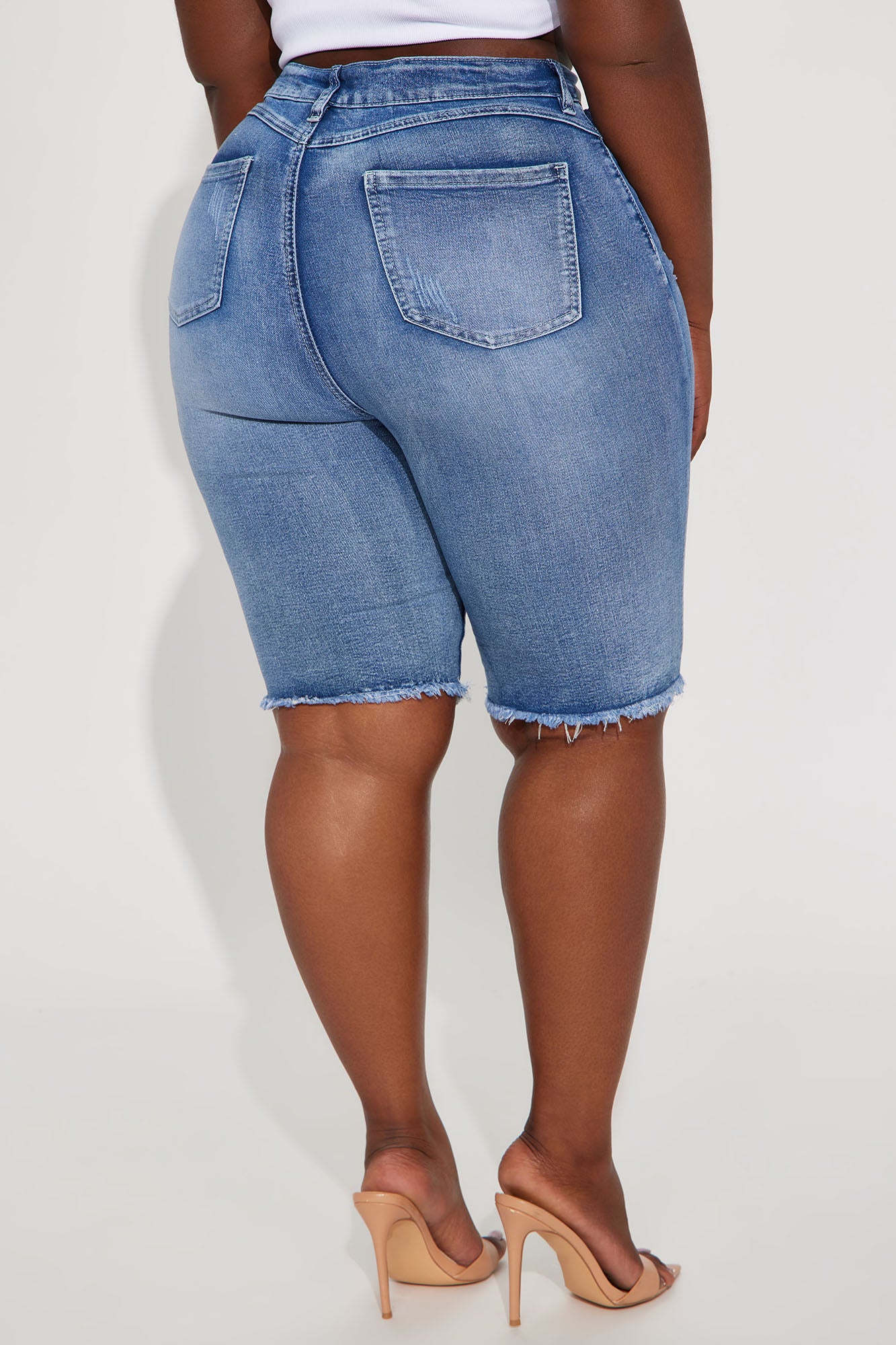 Hot Shot Stretch Denim Bermuda Shorts - Medium Wash - Image 6