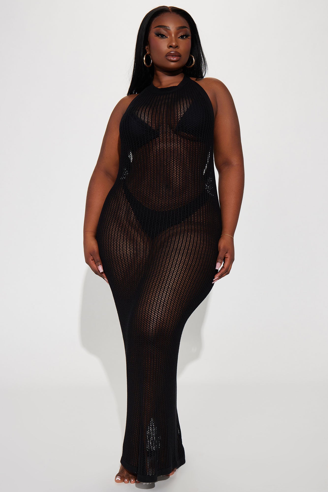 Zoila Crochet Swim Dress Cover Up - Black - Image 4