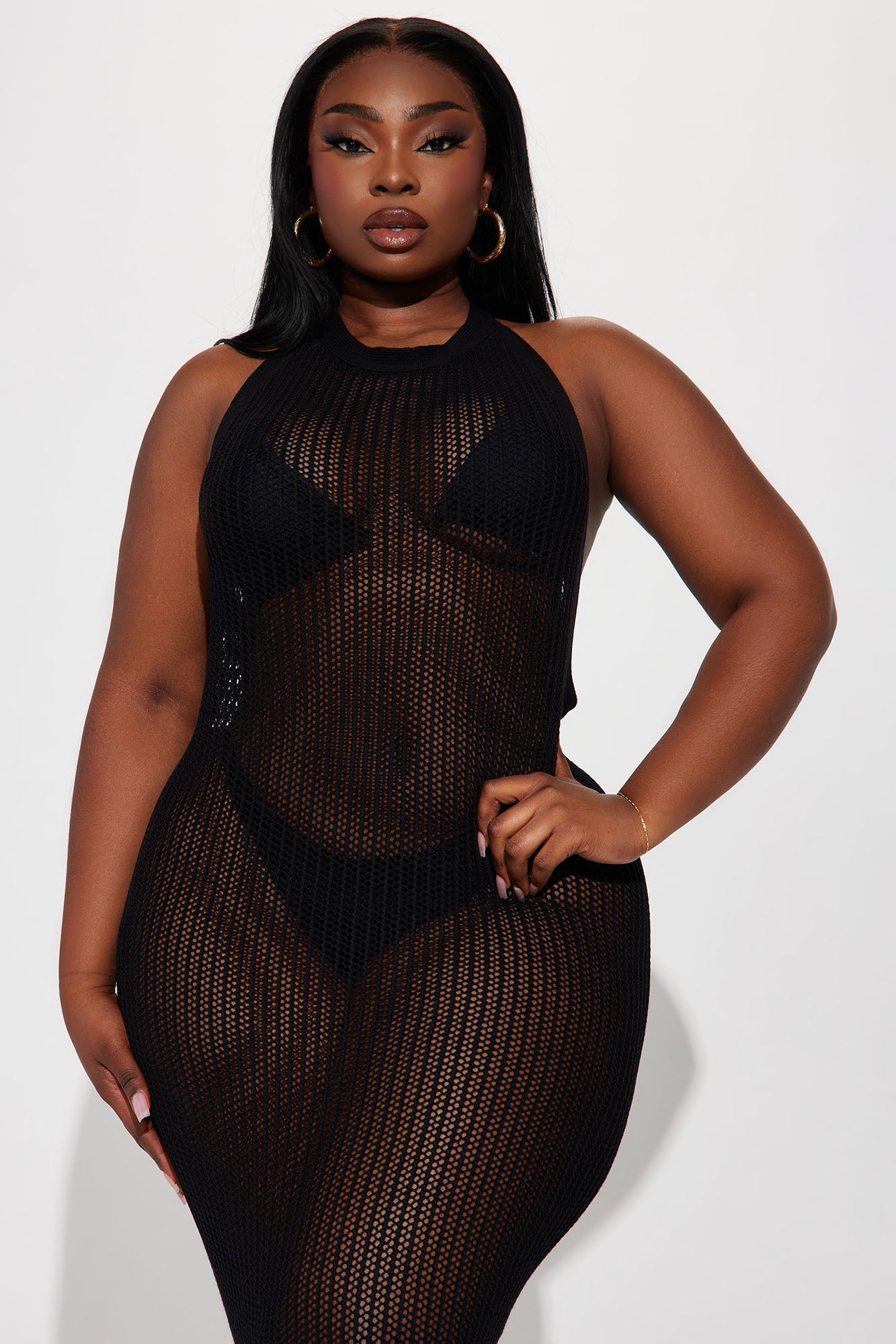 Zoila Crochet Swim Dress Cover Up - Black - Image 5